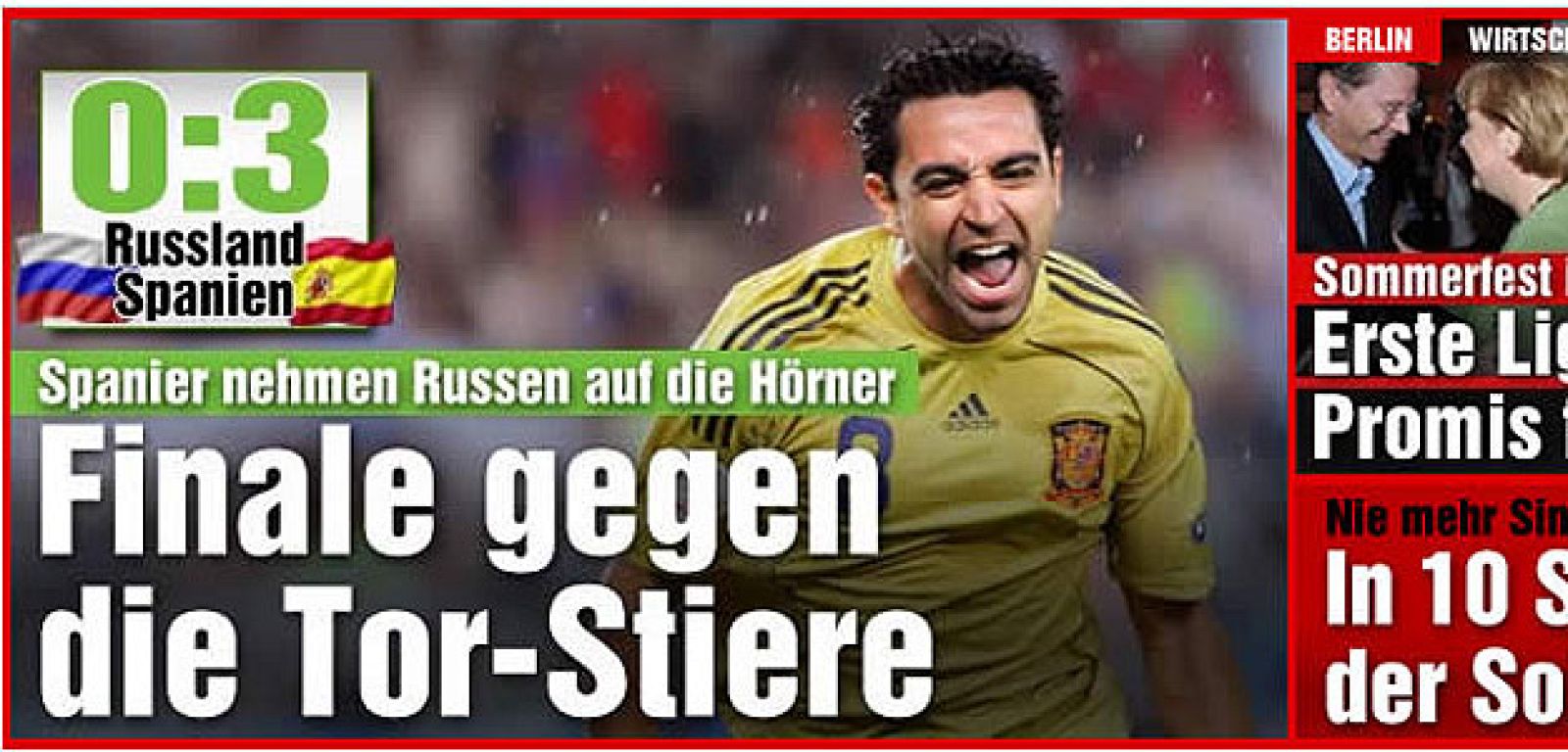 Portada del diario Bild después del España-Rusia