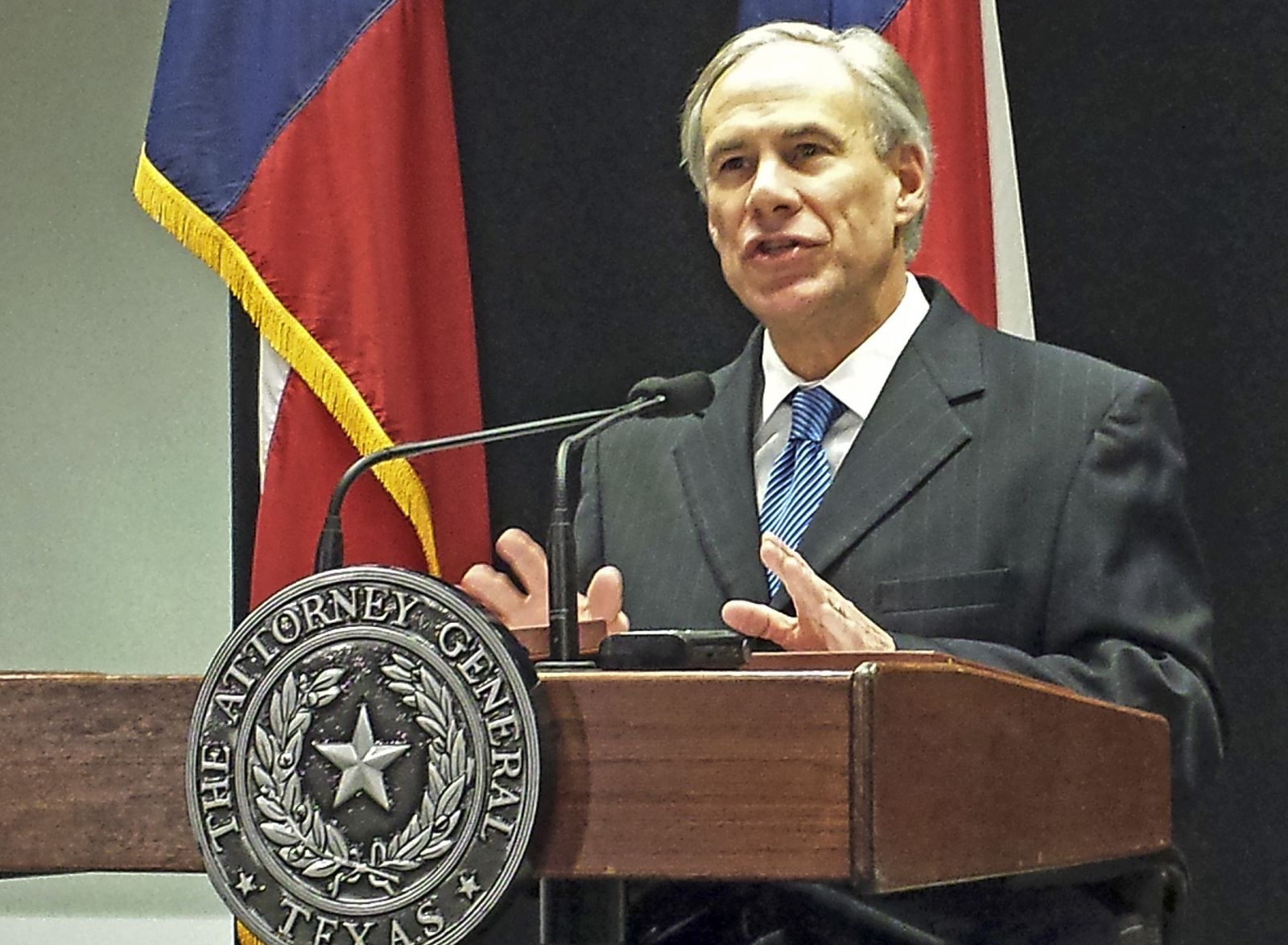 Texas Attorney General Greg Abbott speaks at a news conference in Austin