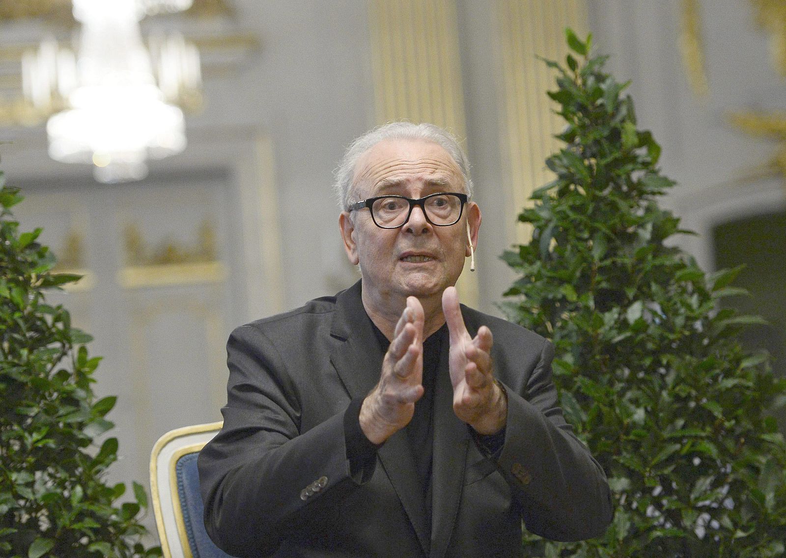 El escritor francés Patrick Modiano, durante una conferencia de prensa en la Academia Sueca en Estocolmo (Suecia).