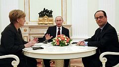 Merkel y Hollande se van de Moscú tras negociar con Putin su plan sobre Ucrania