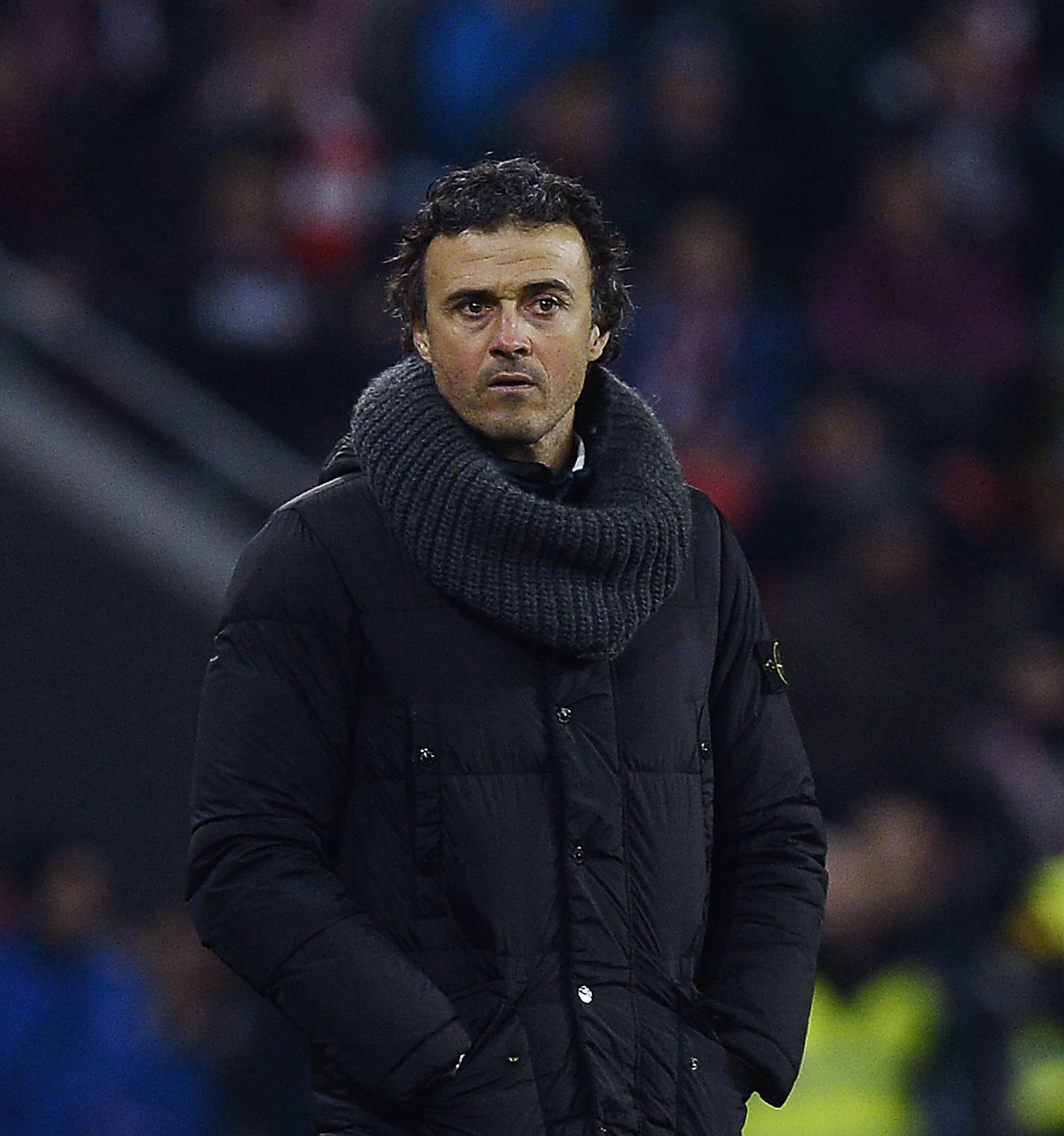 Barcelona coach Luis Enrique watches his team during their Spanish first division soccer match against Athletic Bilbao at San Mames stadium in Bilbao