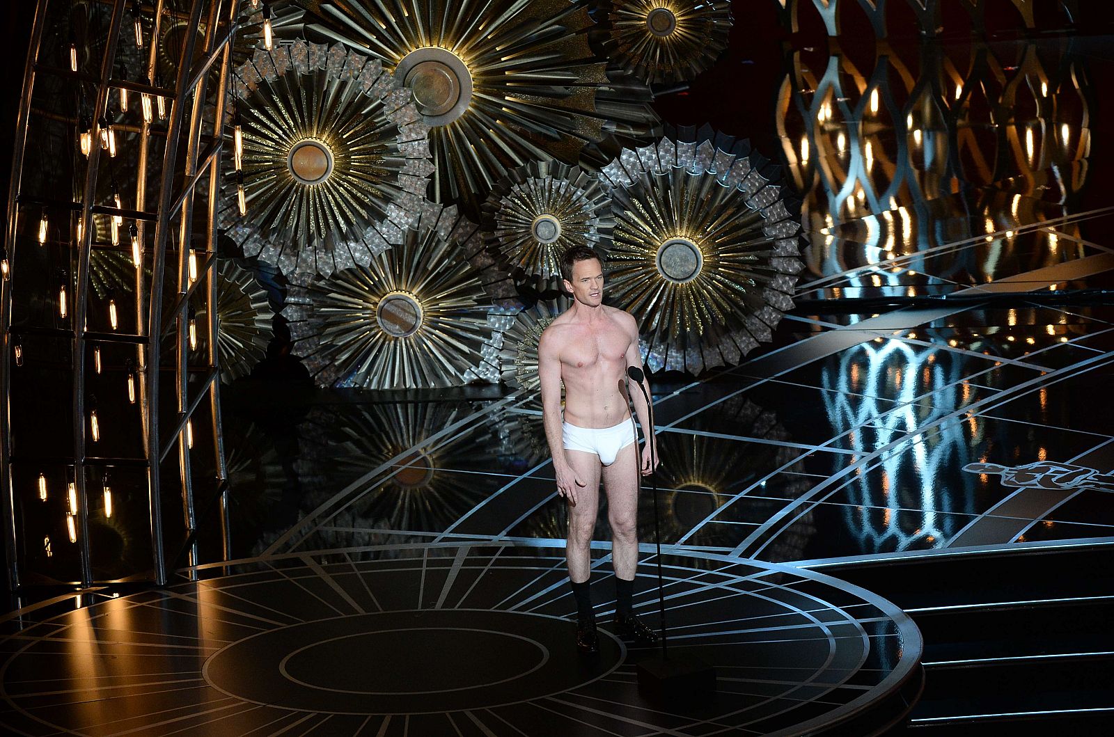 El presentador de los Oscar 2015, Neil Patrick Harris, en calzoncillos en un momento de la ceremonia.