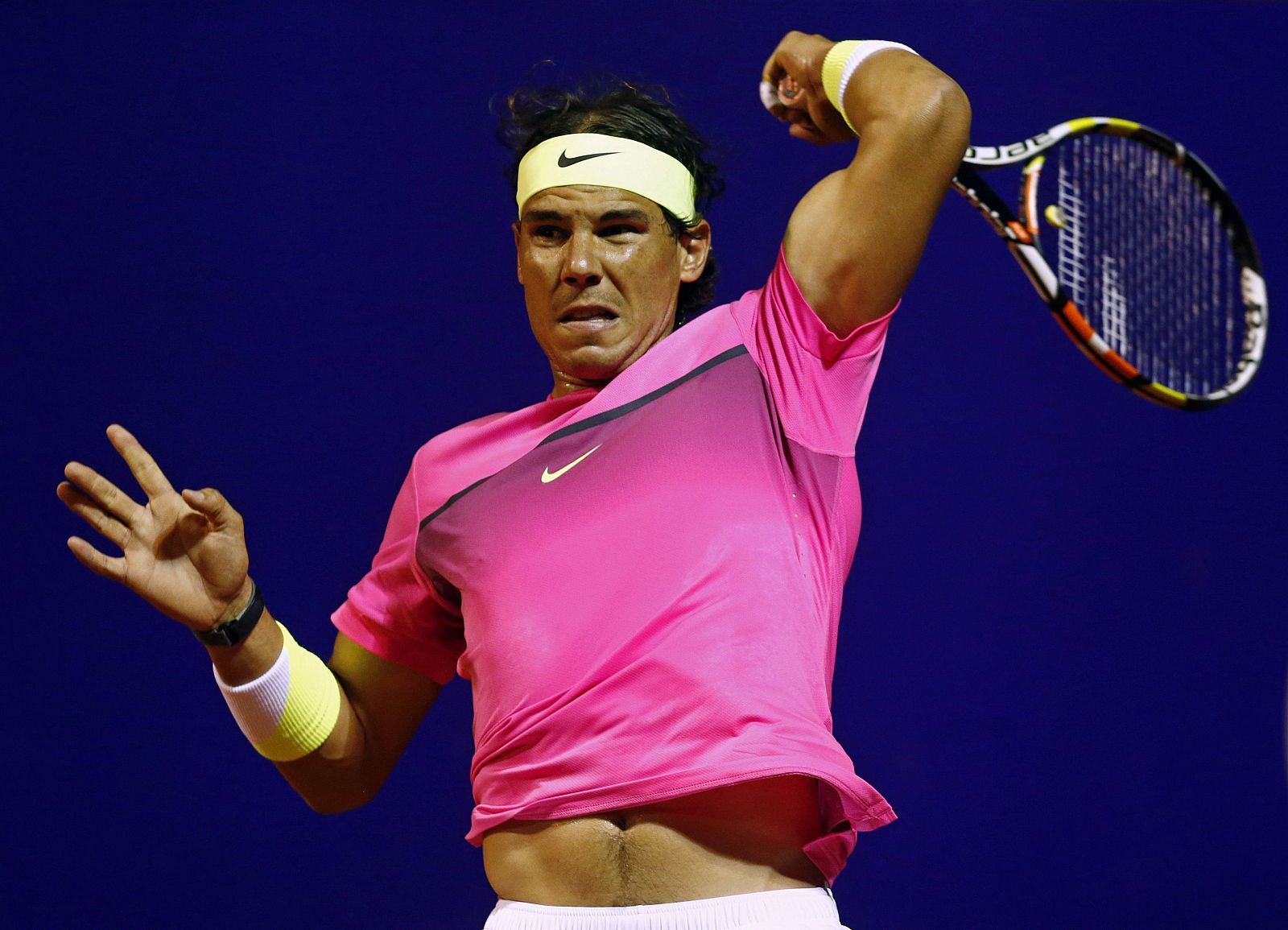 Spain's Nadal returns to Argentina's Arguello during their tennis match at the ATP Argentina Open in Buenos Aires