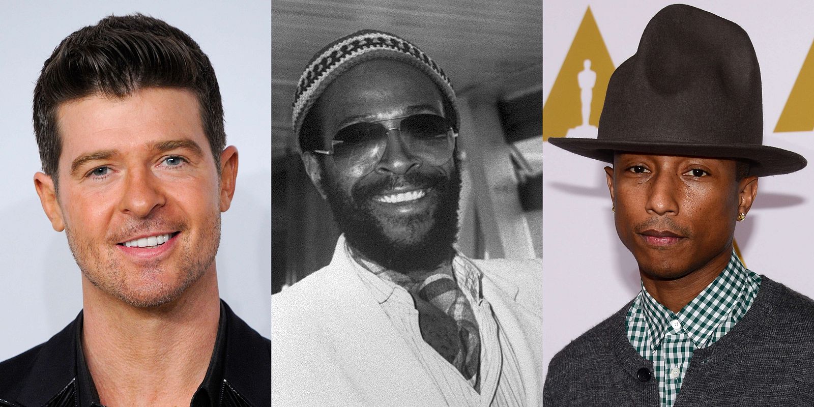 Robin Thicke, Marvin Gaye, y  Pharrell Williams.