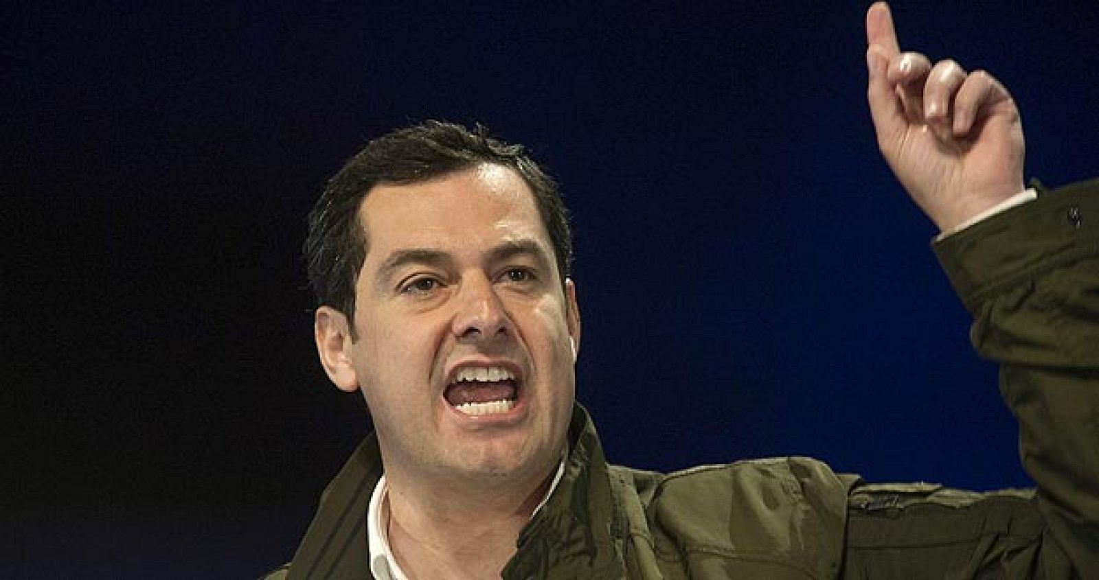El candidato del PP a la Junta de Andalucía, Juanma Moreno, durante un mitin