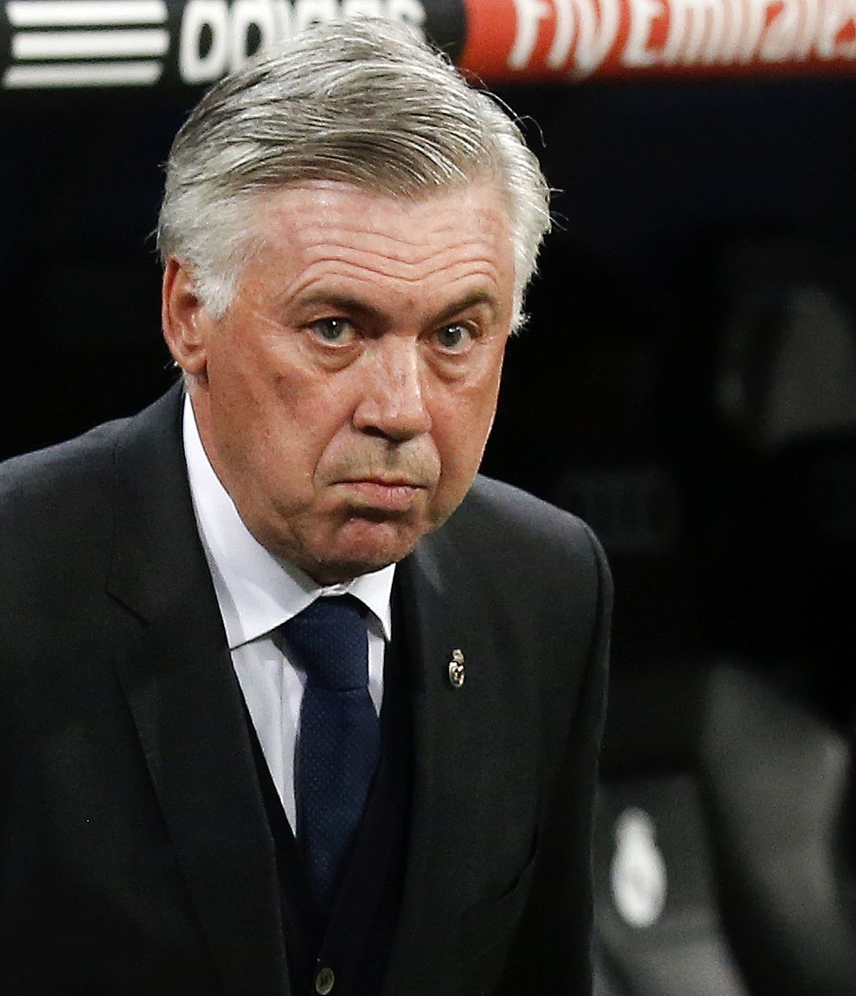 Real Madrid's coach Carlo Ancelotti arrives for their Spanish First Division soccer match against Levante at Santiago Bernabeu stadium in Madrid