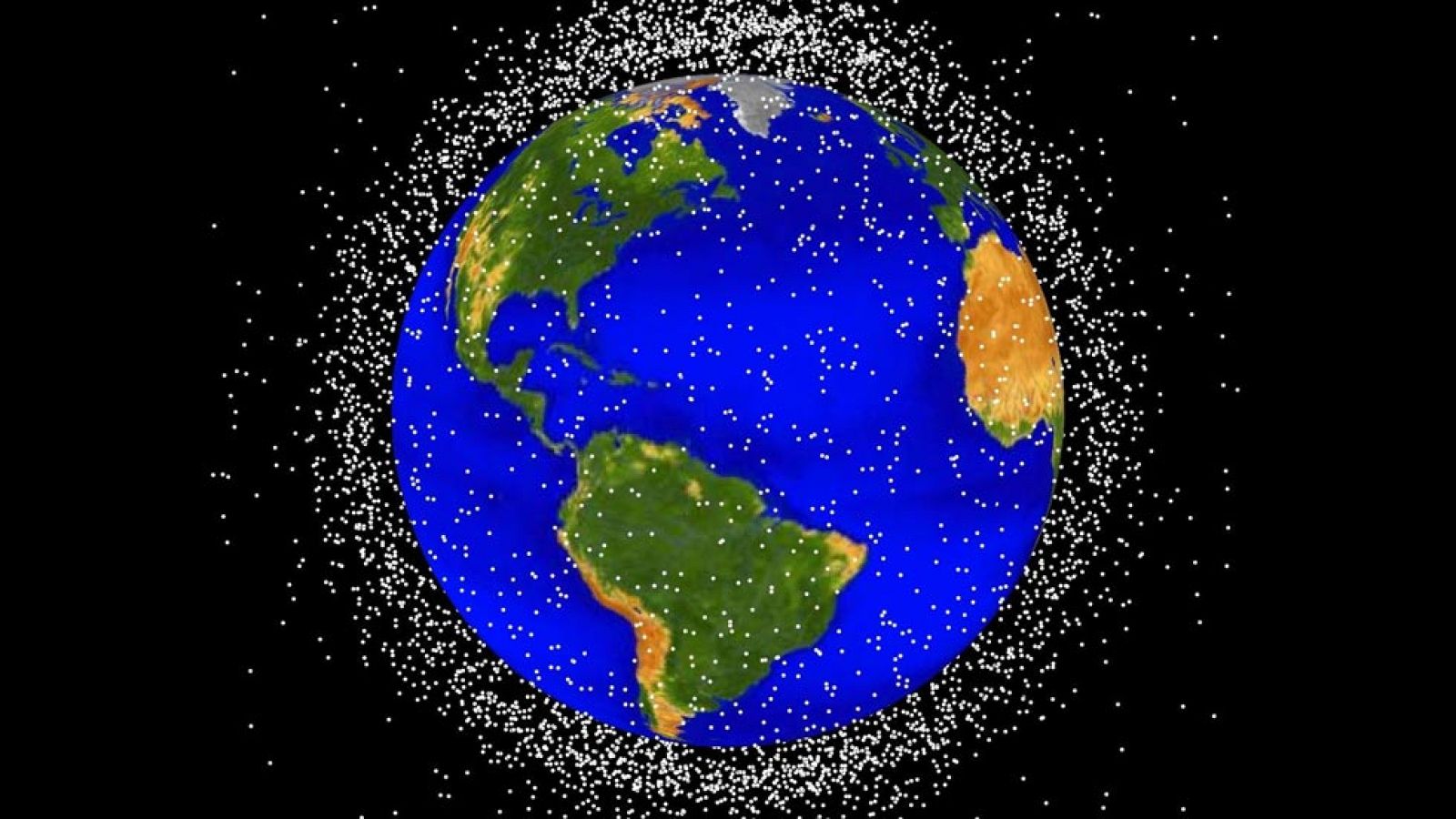 Infografía de los objetos que orbitan la Tierra realizada por la Oficina de Basura Espacial de la NASA.