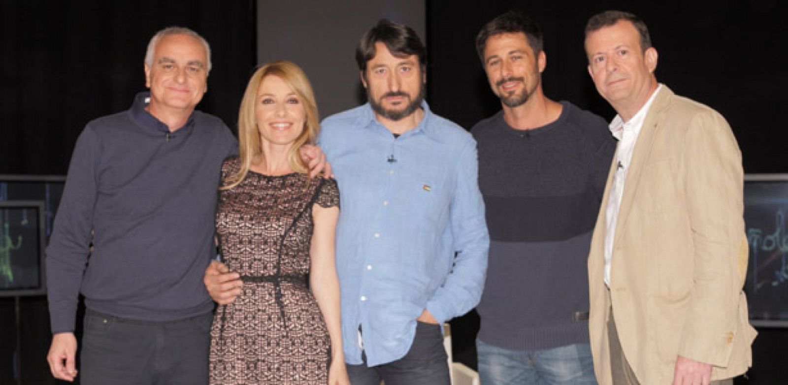 Samuel Martín Mateos, Andrés Luque, Carmelo Gómez y Hugo Silva con Cayetana