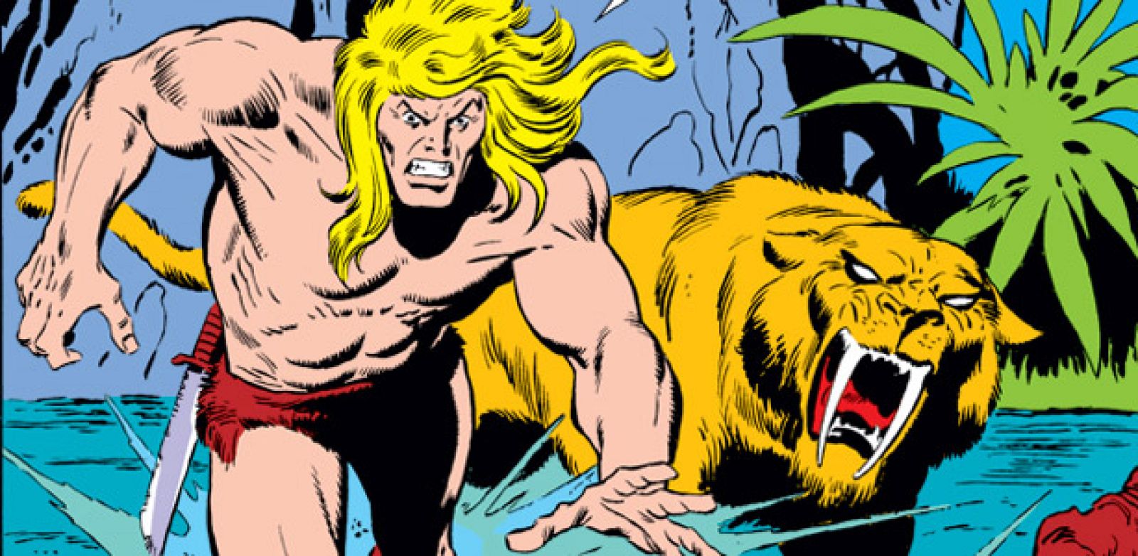 Fragmento de una página de Ka-zar dibujada por John Buscema