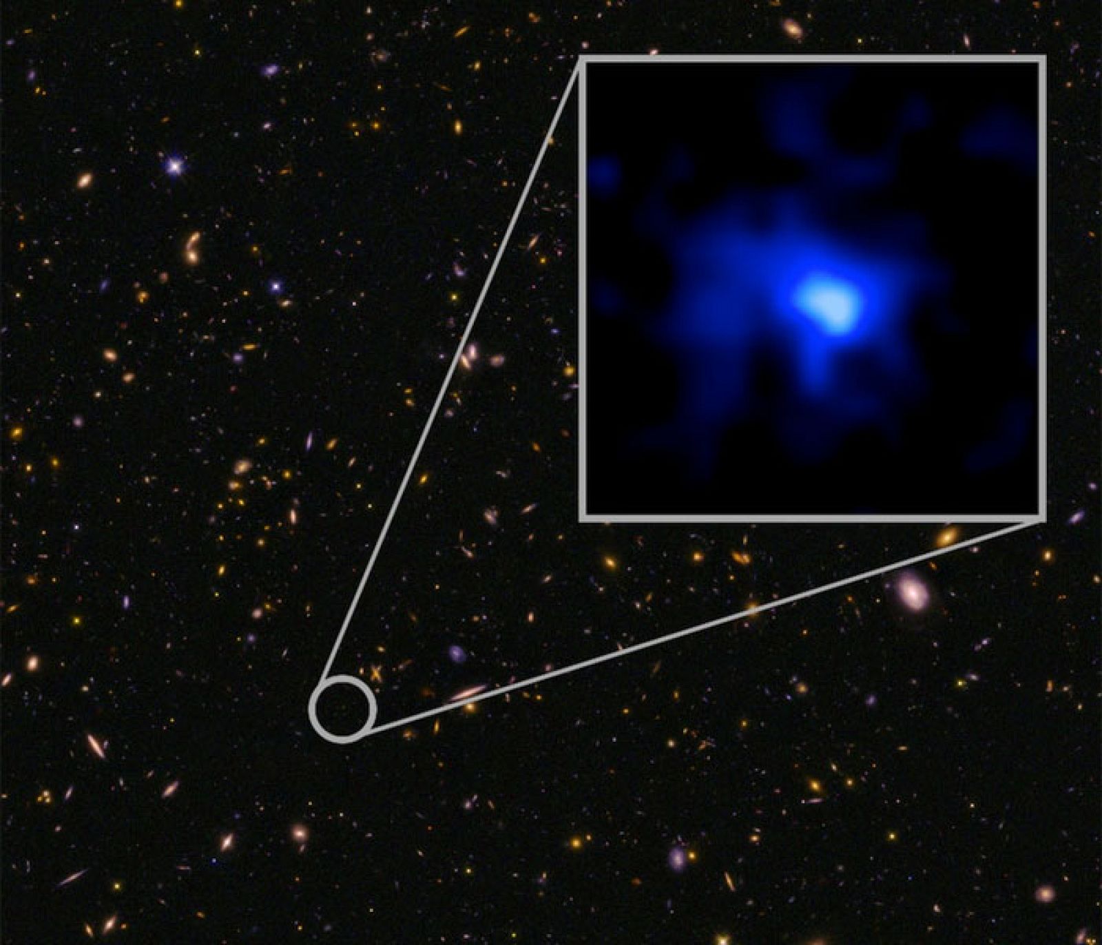 Descubren la galaxia más lejana hallada hasta ahora y determinan su distancia a la Tierra