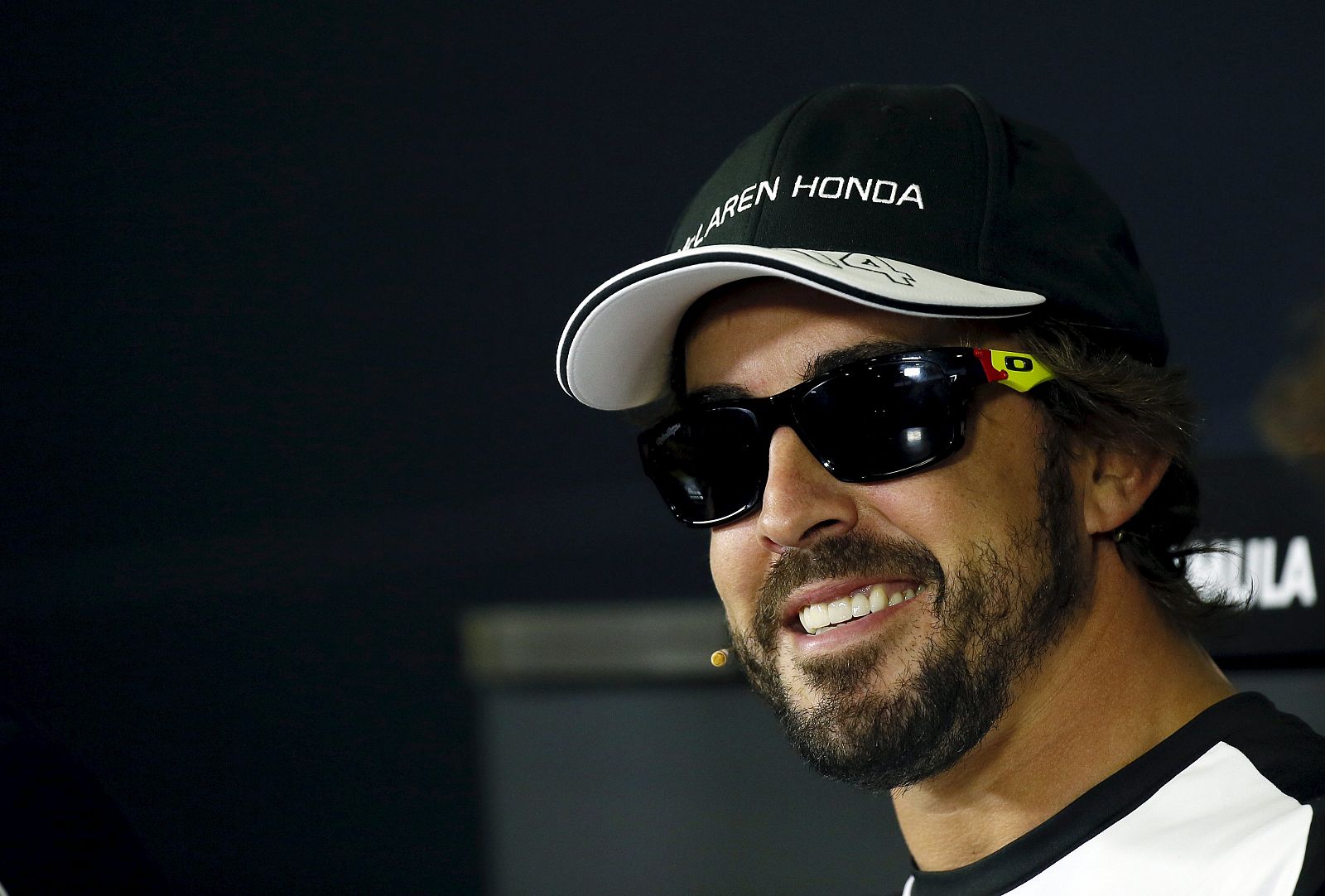 McLaren's Formula One driver Fernando Alonso of Spain attends a news conference ahead the Spanish Grand Prix at Circuit de Barcelona-Catalunya racetrack in Montmelo