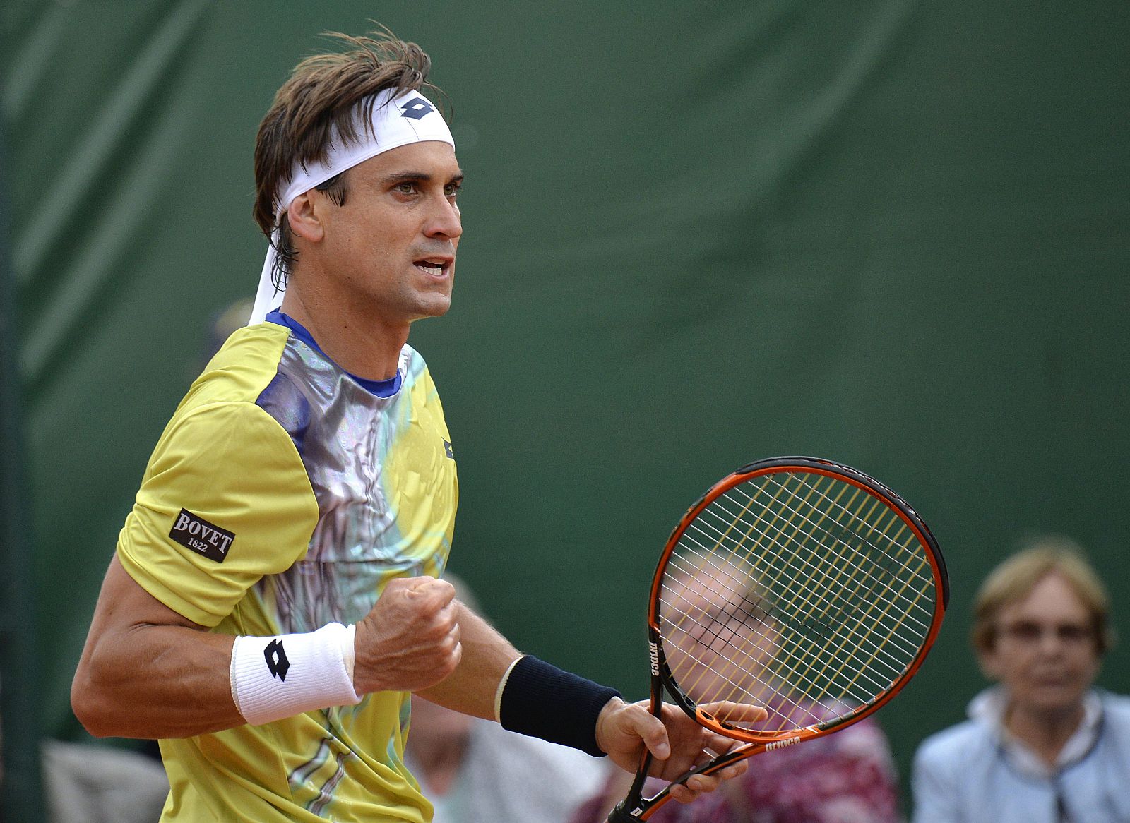 El tenista español David Ferrer celebra un punto ante Gimeno Traver