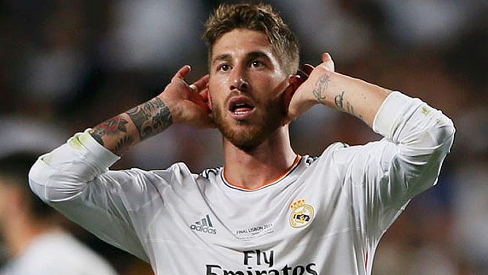 Real Madrid's Ramos celebrates a goal against Atletico Madrid during their Champions League final soccer match at the Luz stadium in Lisbon