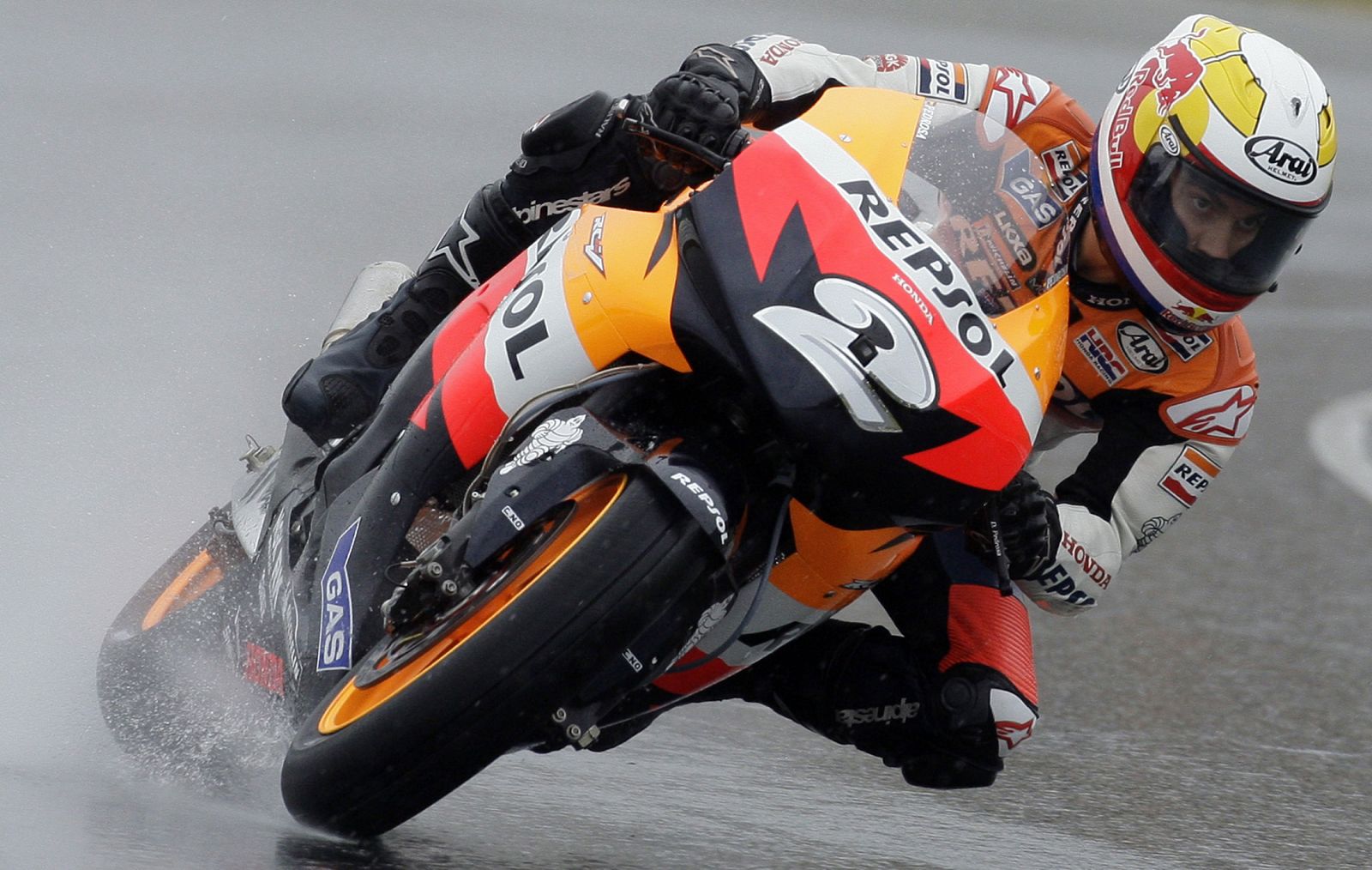 Honda MotoGP rider Pedrosa takes curve at German Grand Prix in Hohenstein-Ernsthal