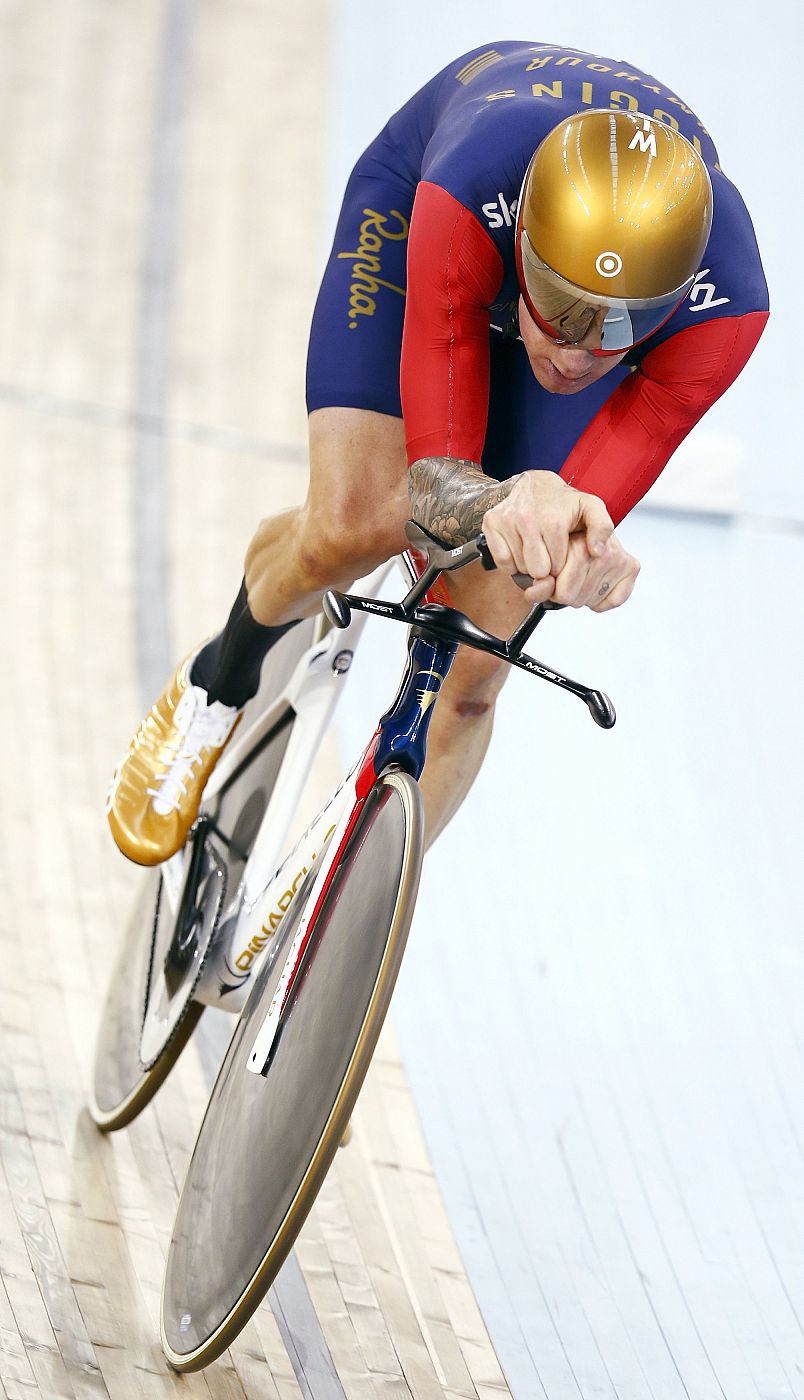 El británico Bradley Wiggins, durante la prueba