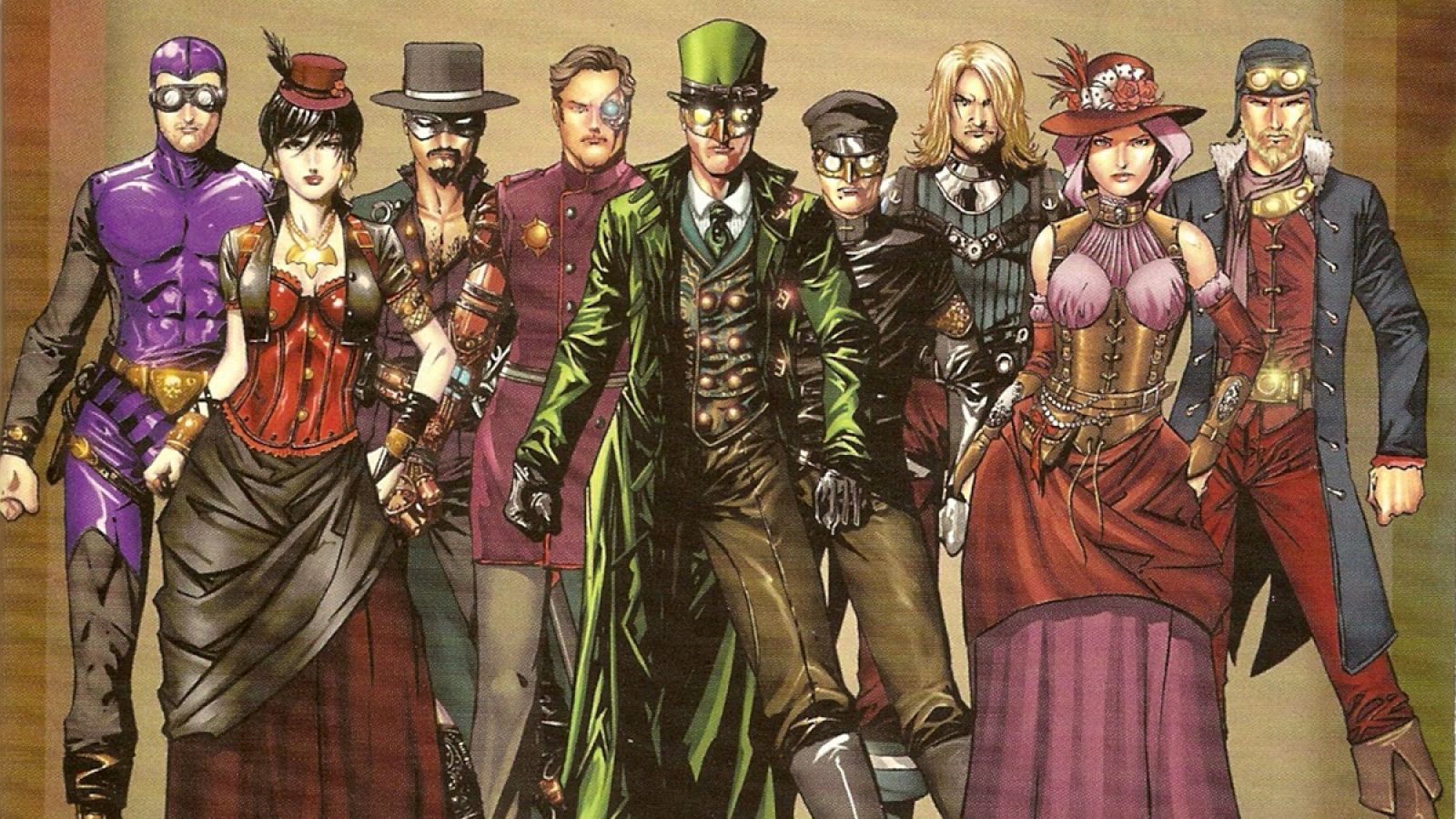 Las versiones "Steampunk" de El Hombre Enmascarado, Vampirella, El Zorro, El Hombre de los Seis Millones de Dólares, The Green Hornet, Kato, Captain Victory, Red Sonja y Flash Gordon