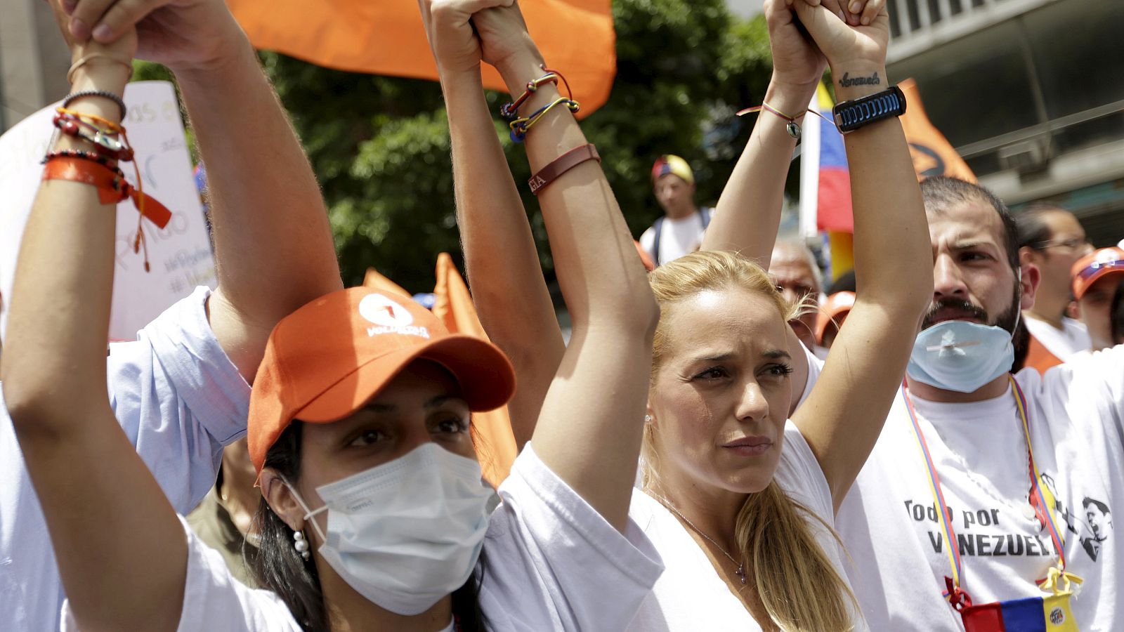 Lilian Tintori, mujer de Leopoldo López, en una manifestación.REUTERS/Jorge Dan Lopez