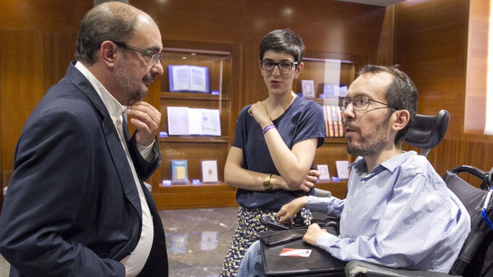 Los candidatos de PSOE y Podemos a la Presidencia de Aragón, Javier Lambán y Pablo Echenique