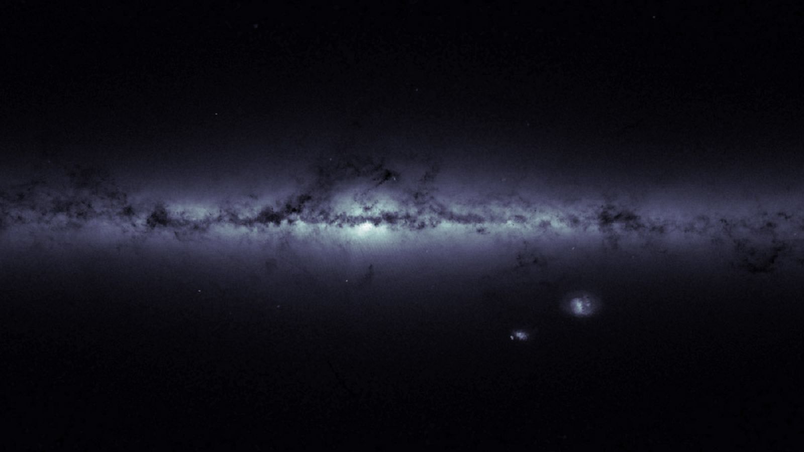 Mapa de la densidad estelar de la Vía Láctea y de las Nubes de Magallanes.