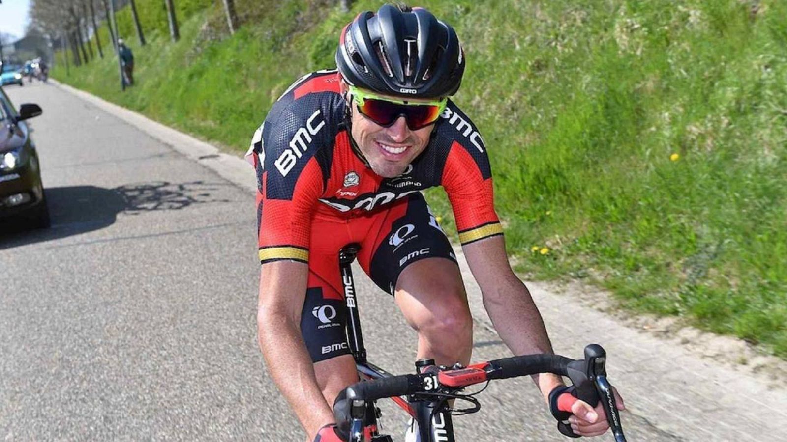 Samuel Sánchez durante una carrera con su equipo BMC