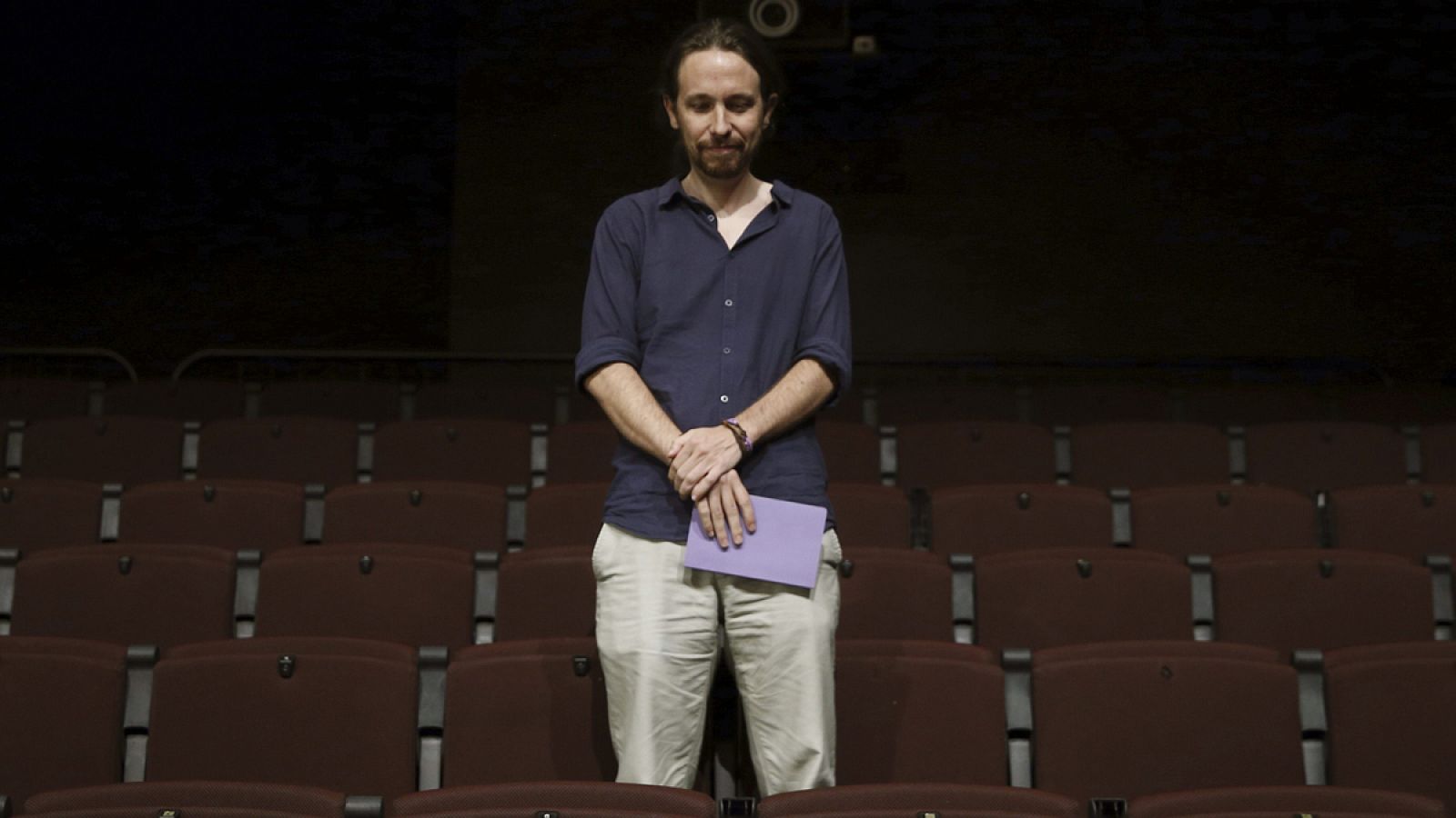 El líder de Podemos, Pablo Iglesias, durante la presentación de la candidatura "Equipo Pablo Iglesias", una de las nueve que se han presentado a las primarias de Podemos.