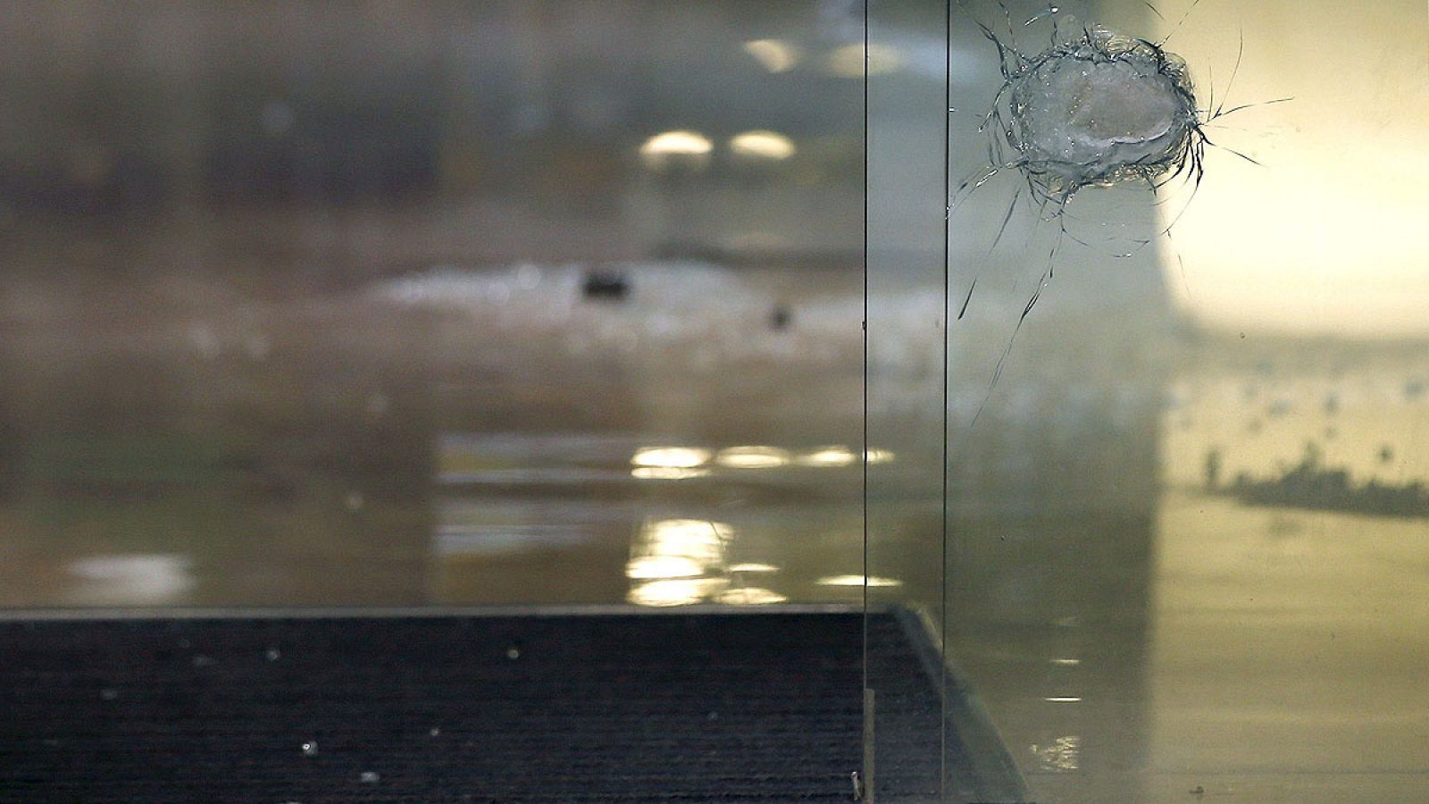 Uno de los impactos de bala del tiroteo sucedido en La Rambla de Barcelona