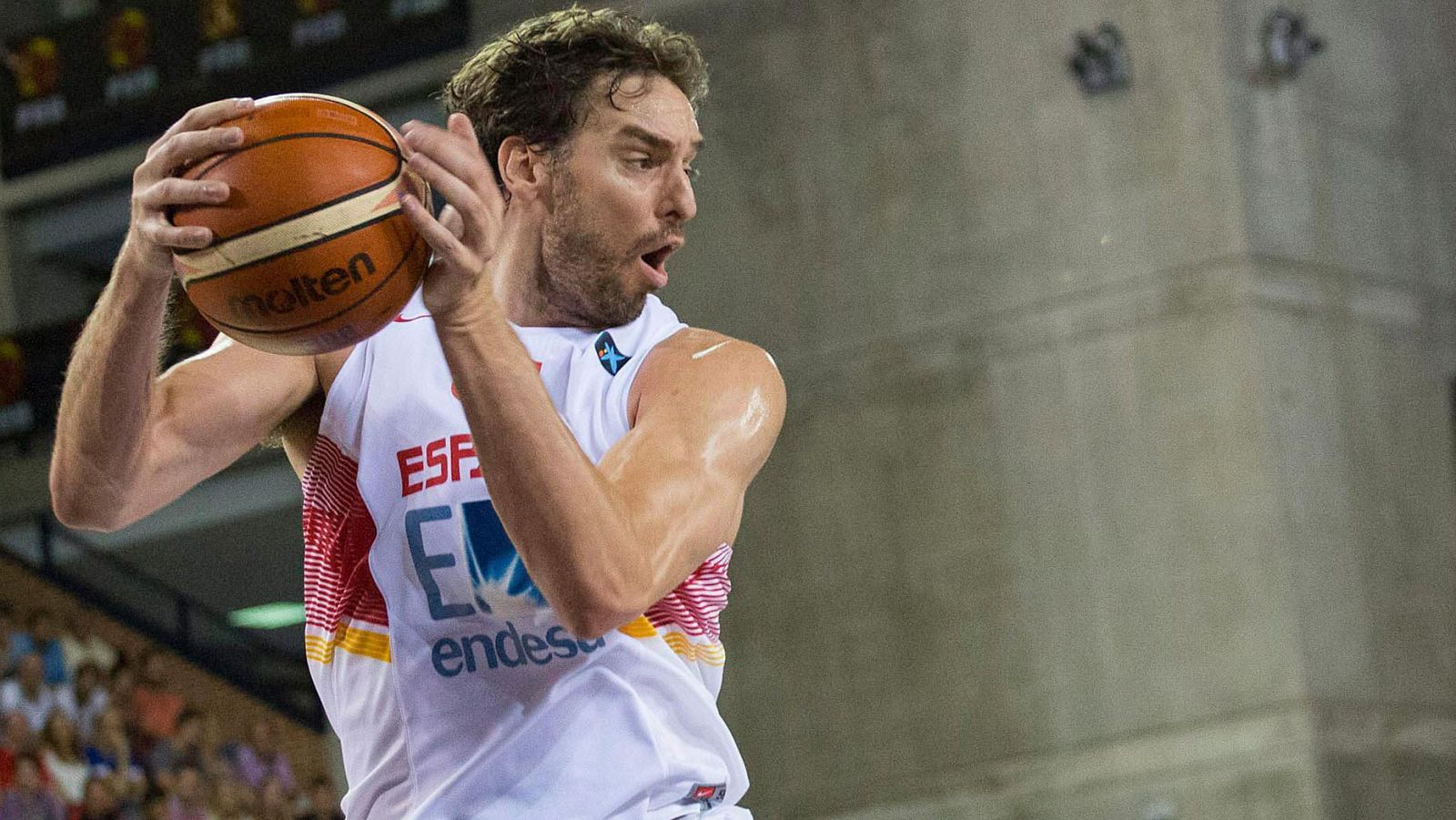 Pau Gasol, en un momento del partido contra Macedonia en Logroño