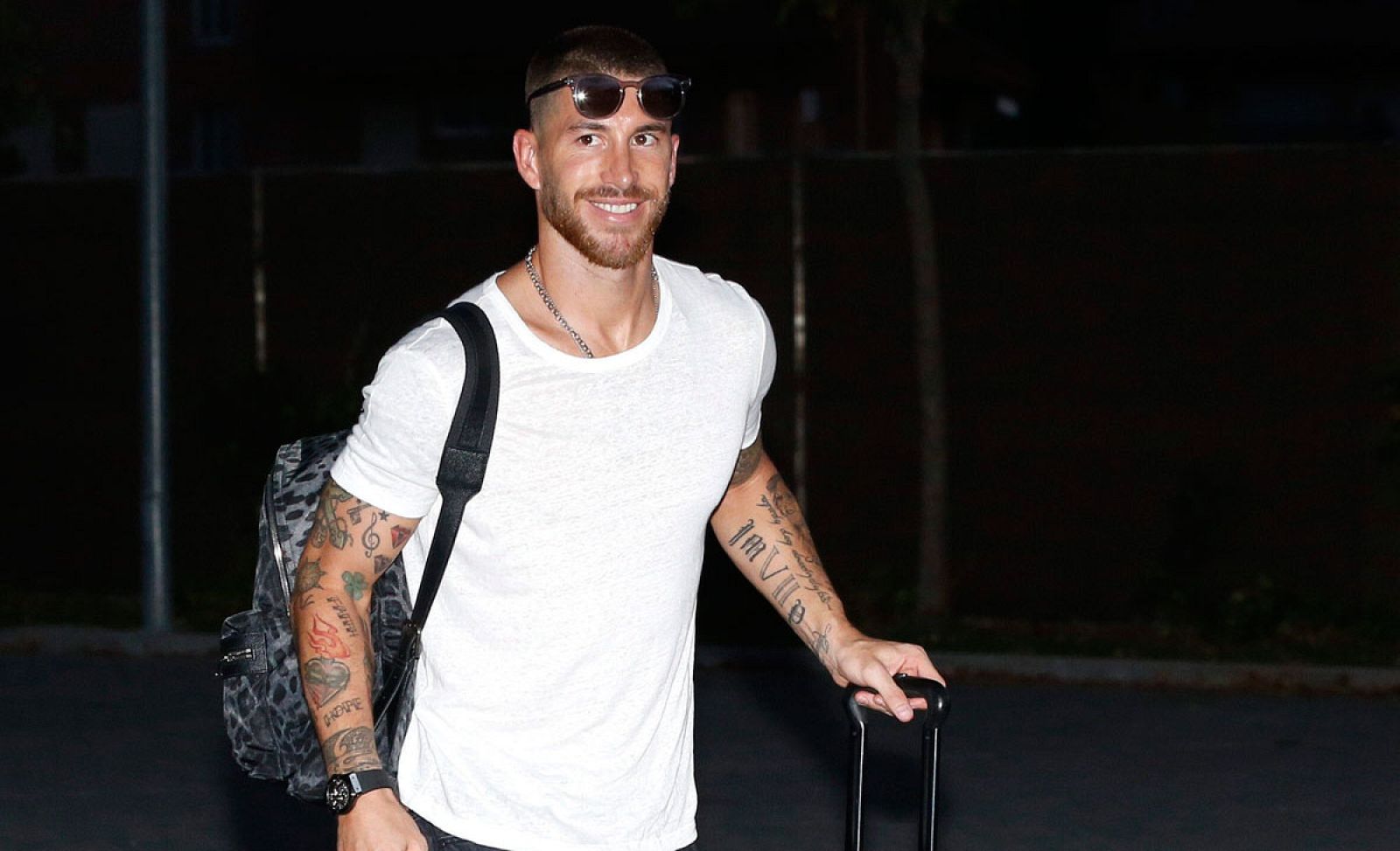 Ramos a su llegada a la concentración con la selección española