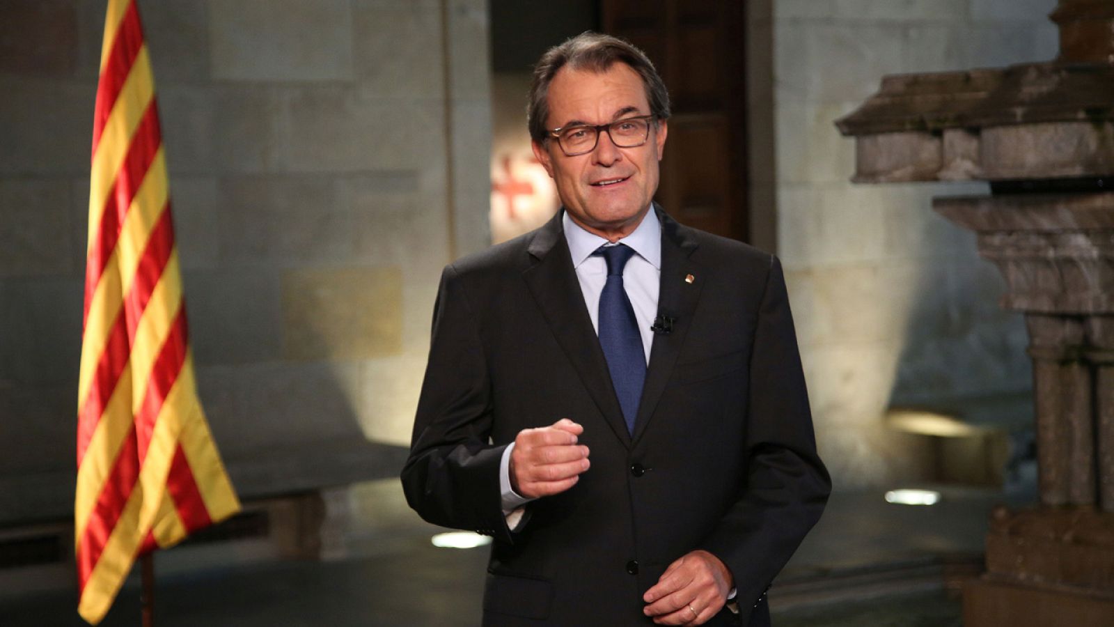 Artur Mas en un momento del mensaje institucional de la Diada.