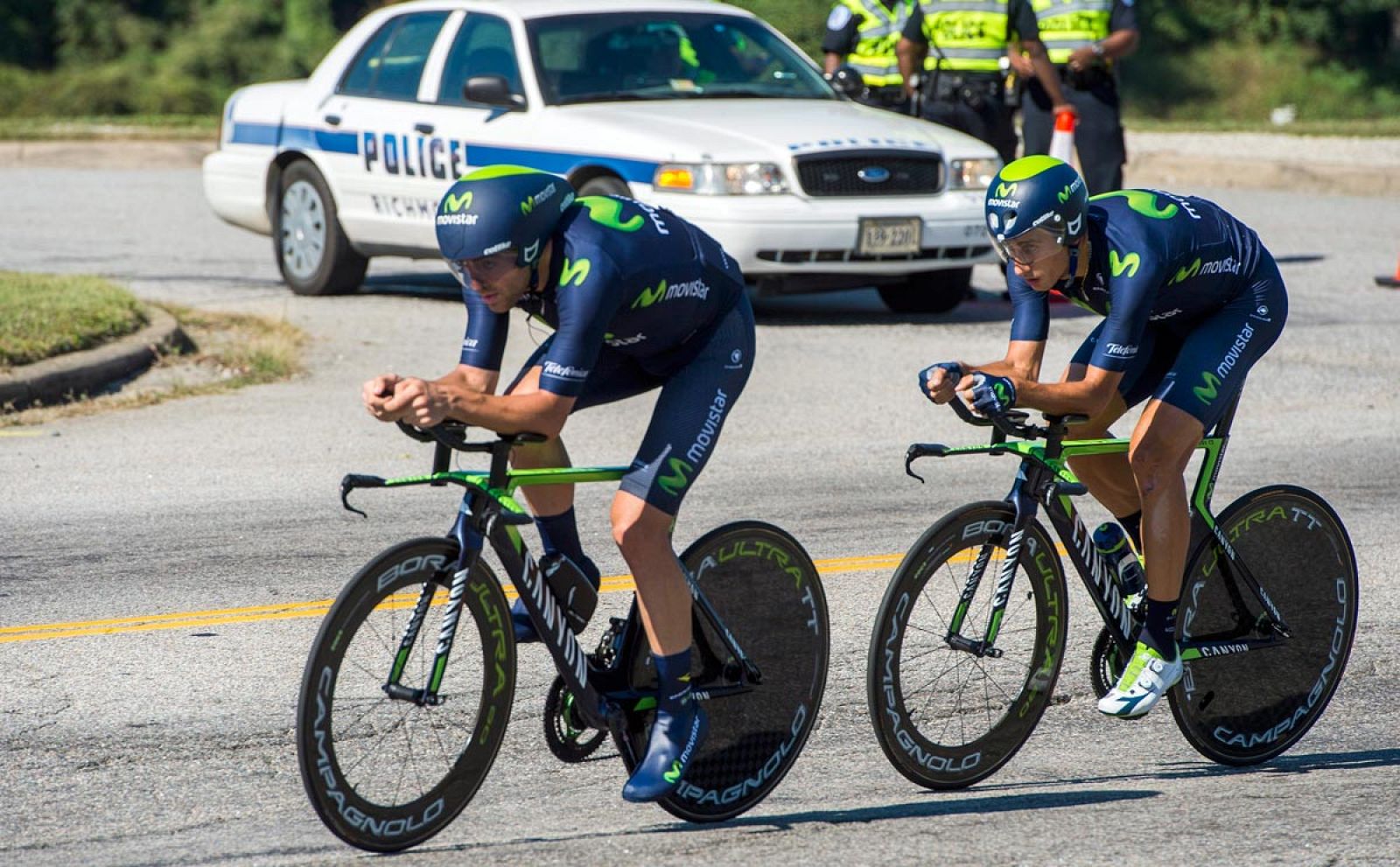 El equipo español Movistar, en un momento de la prueba