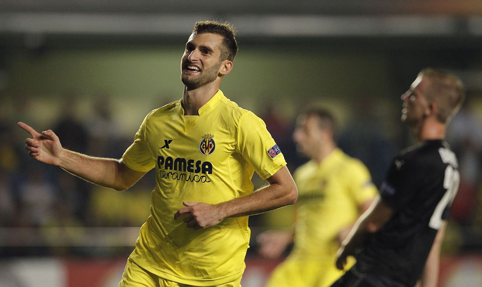 Baptistao celebra el tanto que le ha valido la victoria al Villarreal.