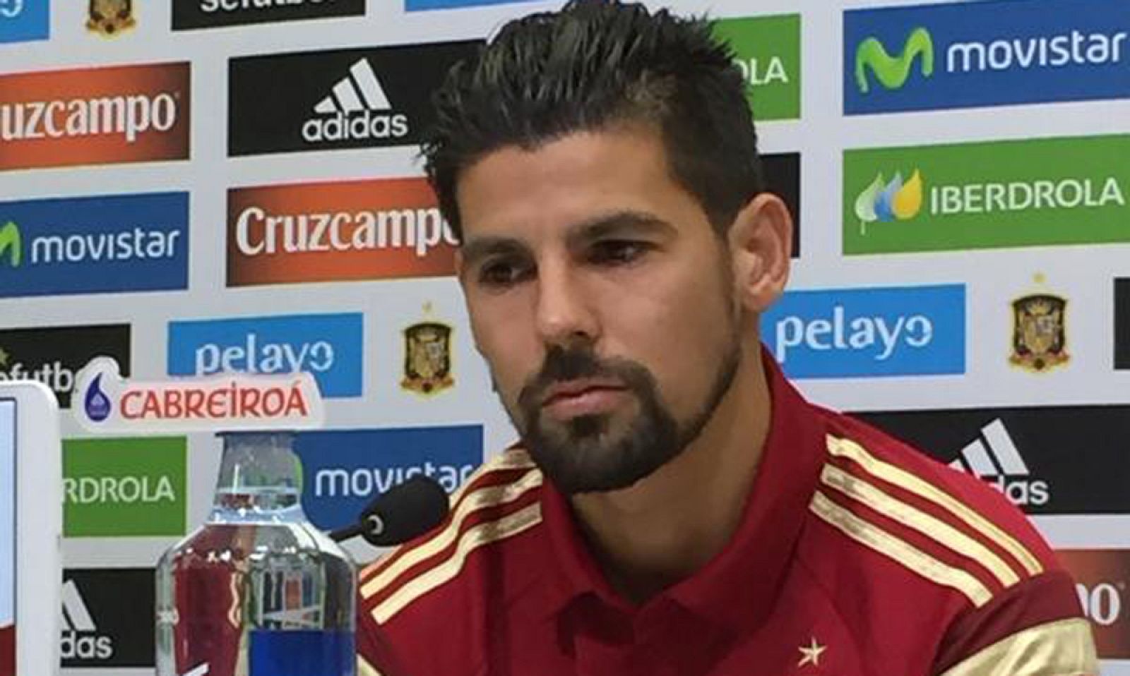 Nolito durante la rueda de prensa con la selección española.