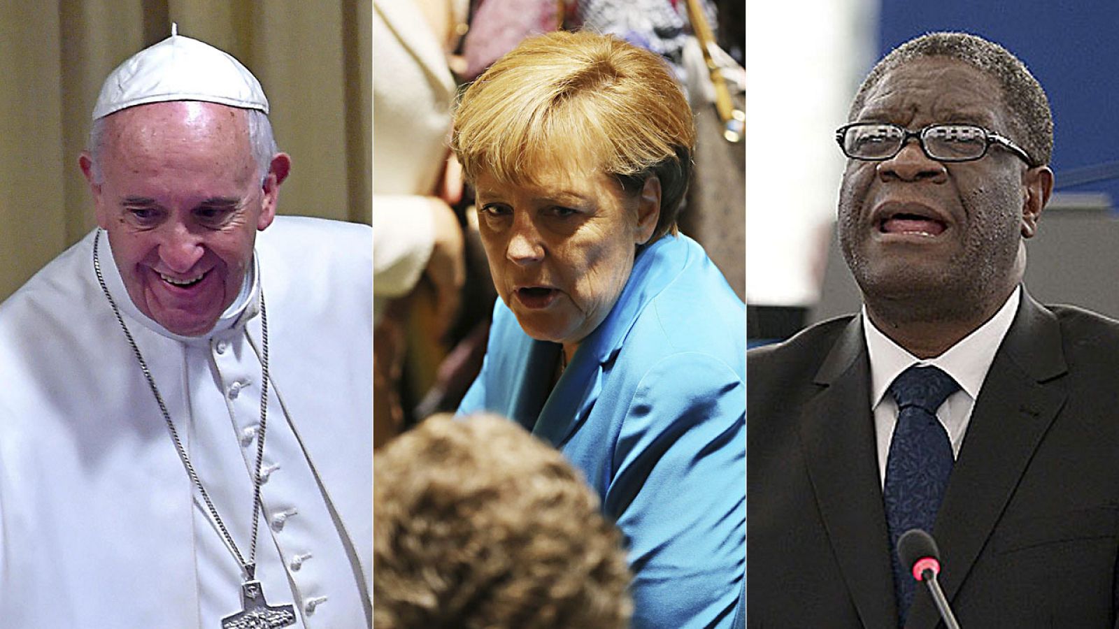 El papa Francisco, Angela Merkel y el ginecólogo Denis Mukwege