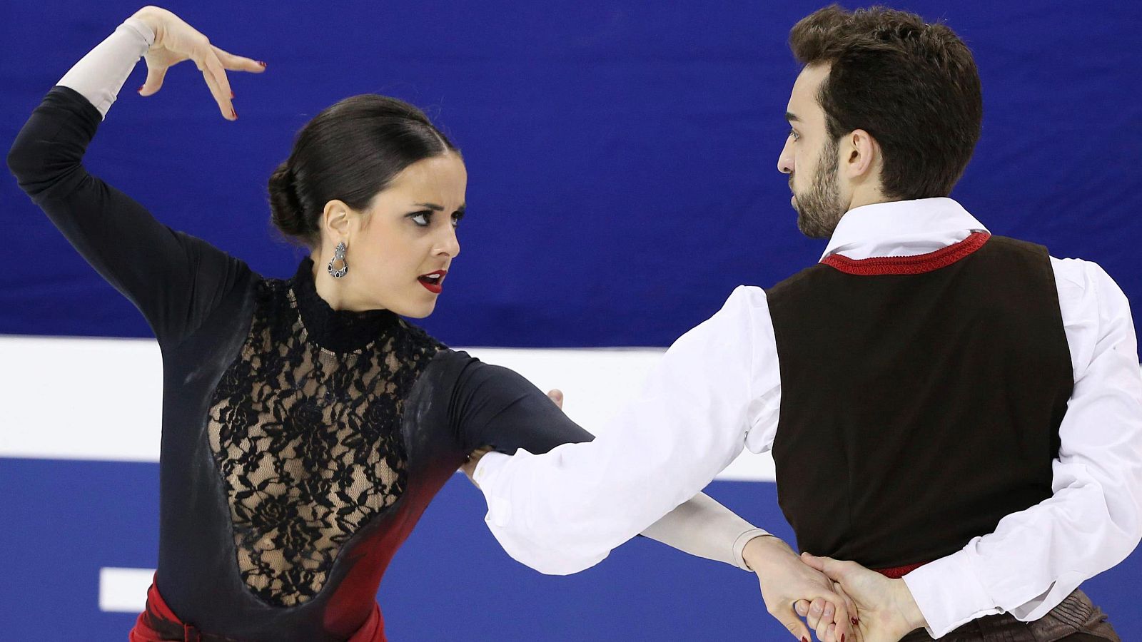 La patinadora Sara Hurtado y su compañero de danza Adrián Díaz, en imagen de archivo