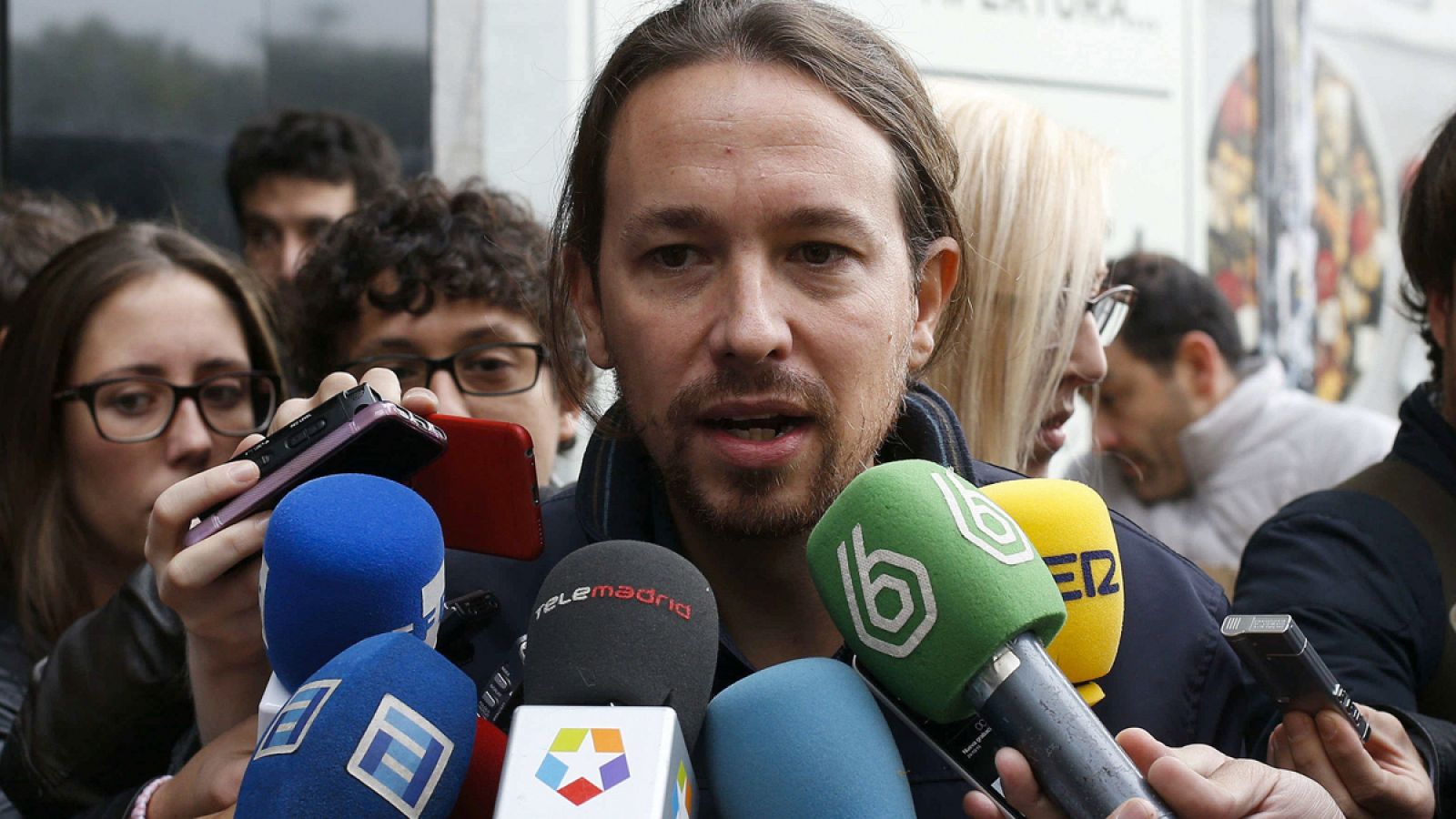 El líder de Podemos, Pablo Iglesias, a su llegada a la reunión de la dirección estatal del partido