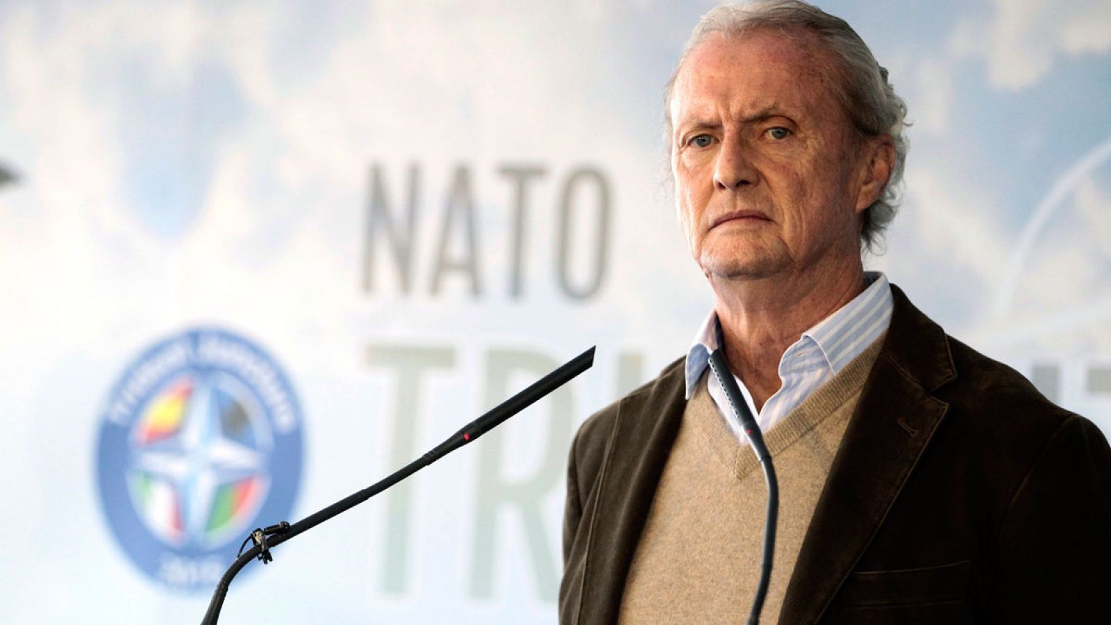 El ministro de Defensa, Pedro Morenés, en su intervención al final del ejercicio Trident Juncture 2015 de la OTAN