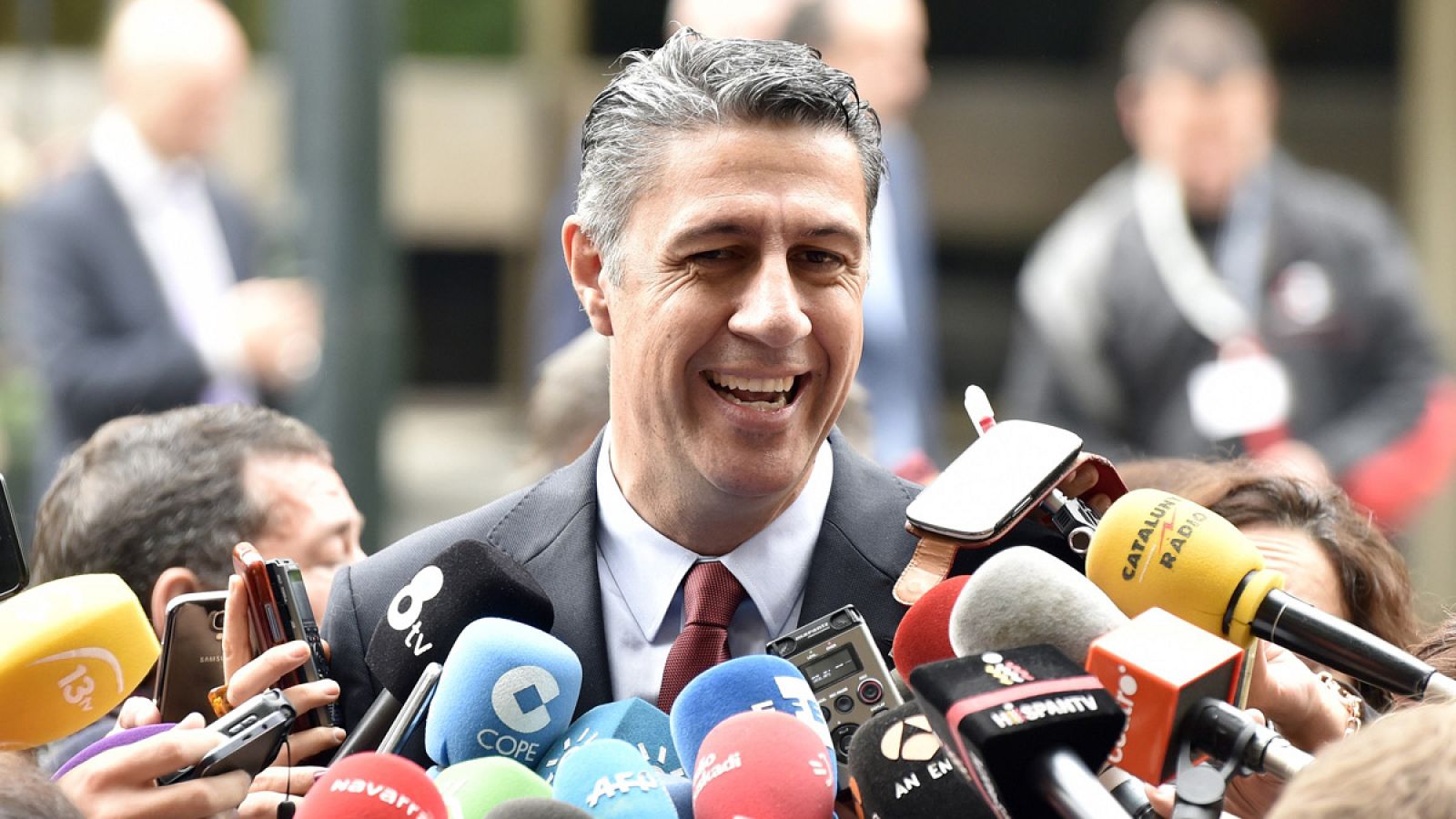 El líder del PP catalán, Xavier García Albiol, comparece ante la prensa