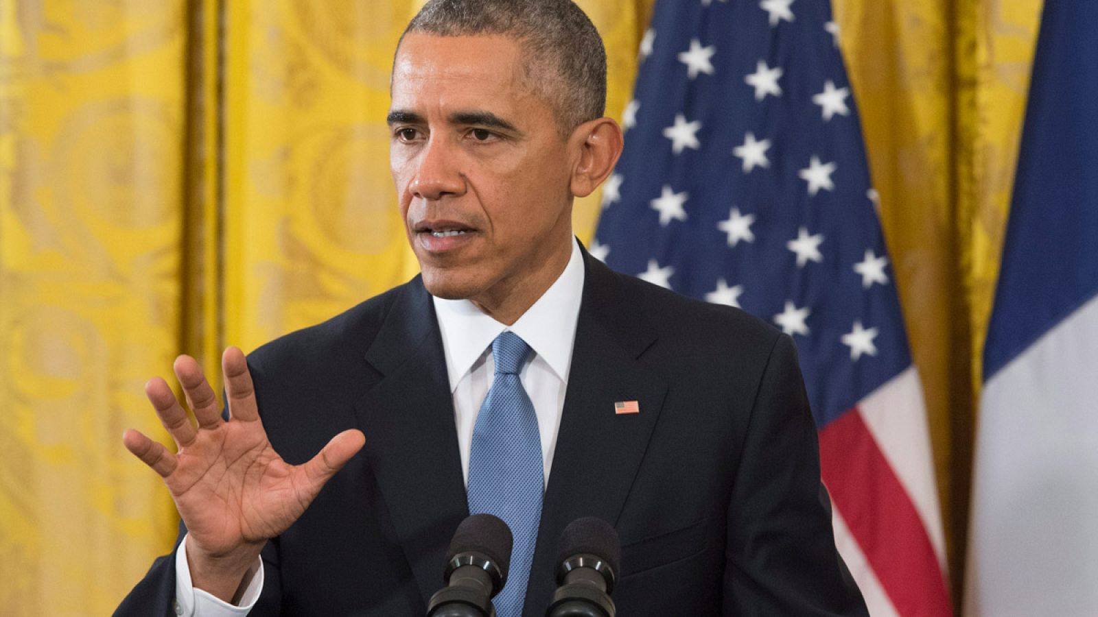 El presidente de Estados Unidos, Barack Obama, durante la rueda de prensa tras su reunión con su homólogo francés, François Hollande.