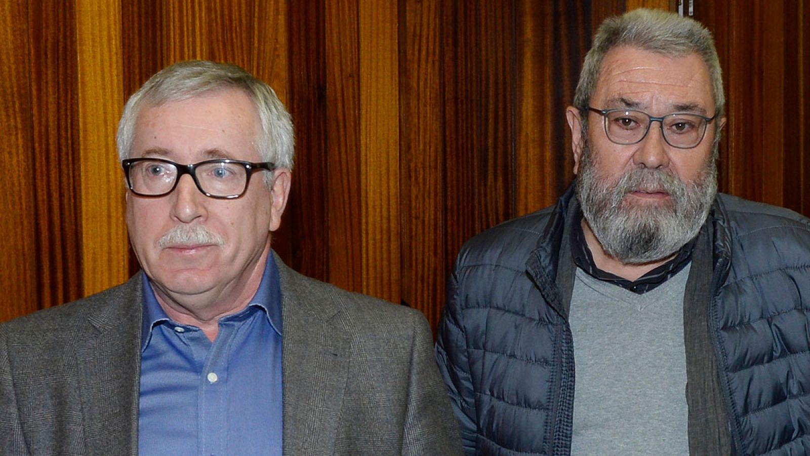 Los responsables de los sindicatos CC.OO. y UGT, Ignacio Fernández Toxo y Cándido Méndez