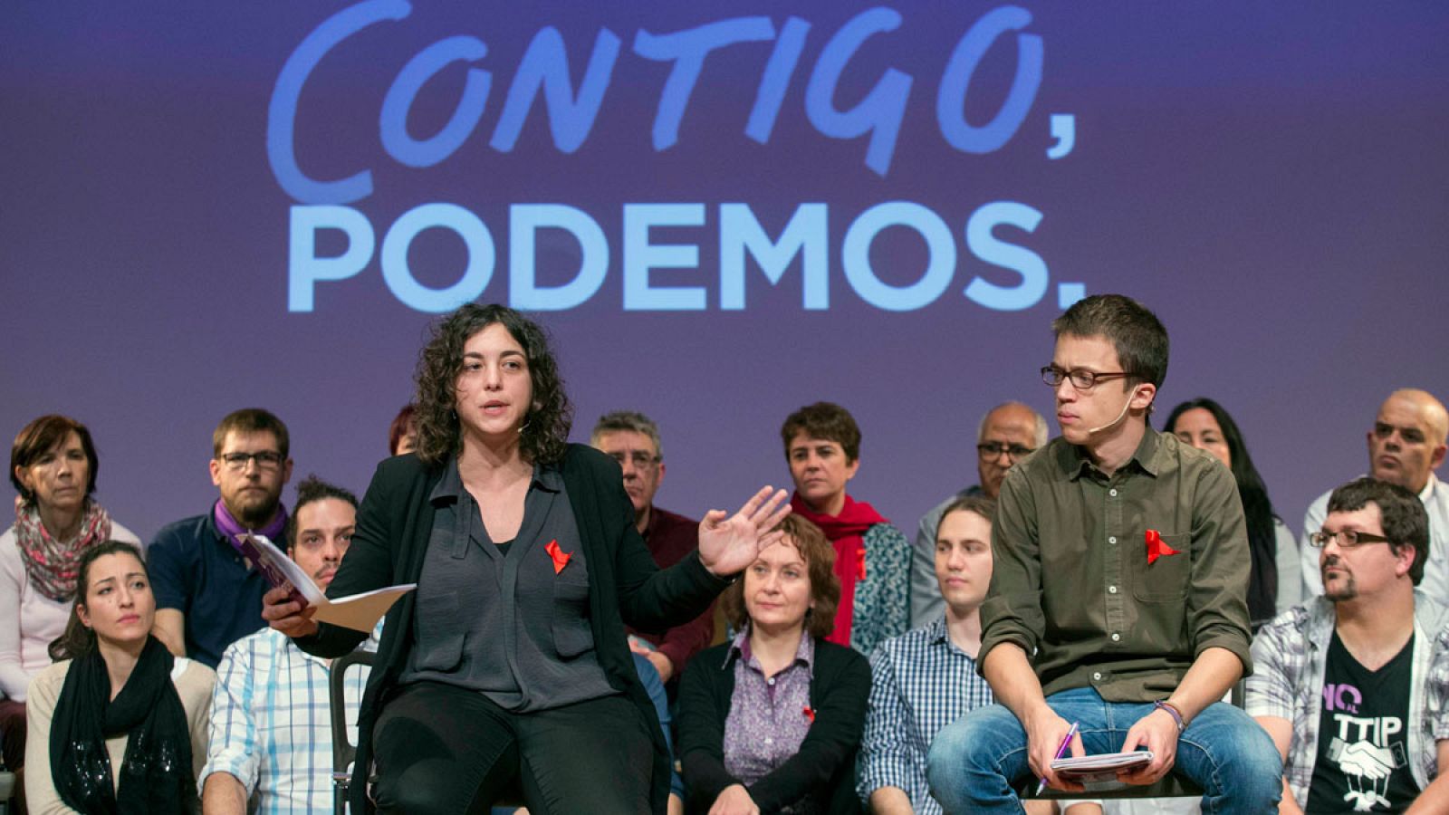 La secretaria de Rescate Ciudadano de Podemos, Tania González, junto a Iñigo Errejón