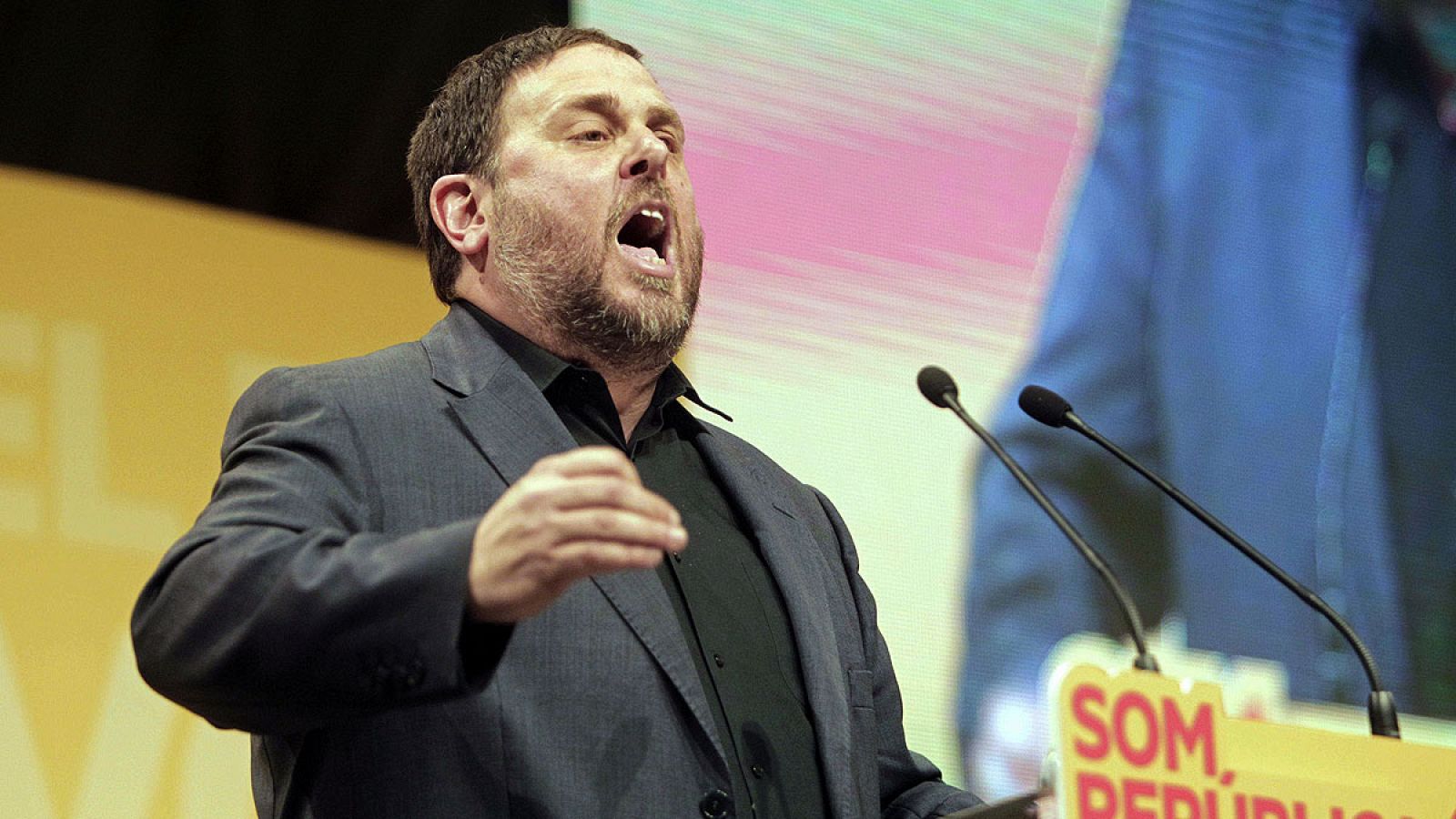 El presidente de ERC Oriol Junqueras durante un acto