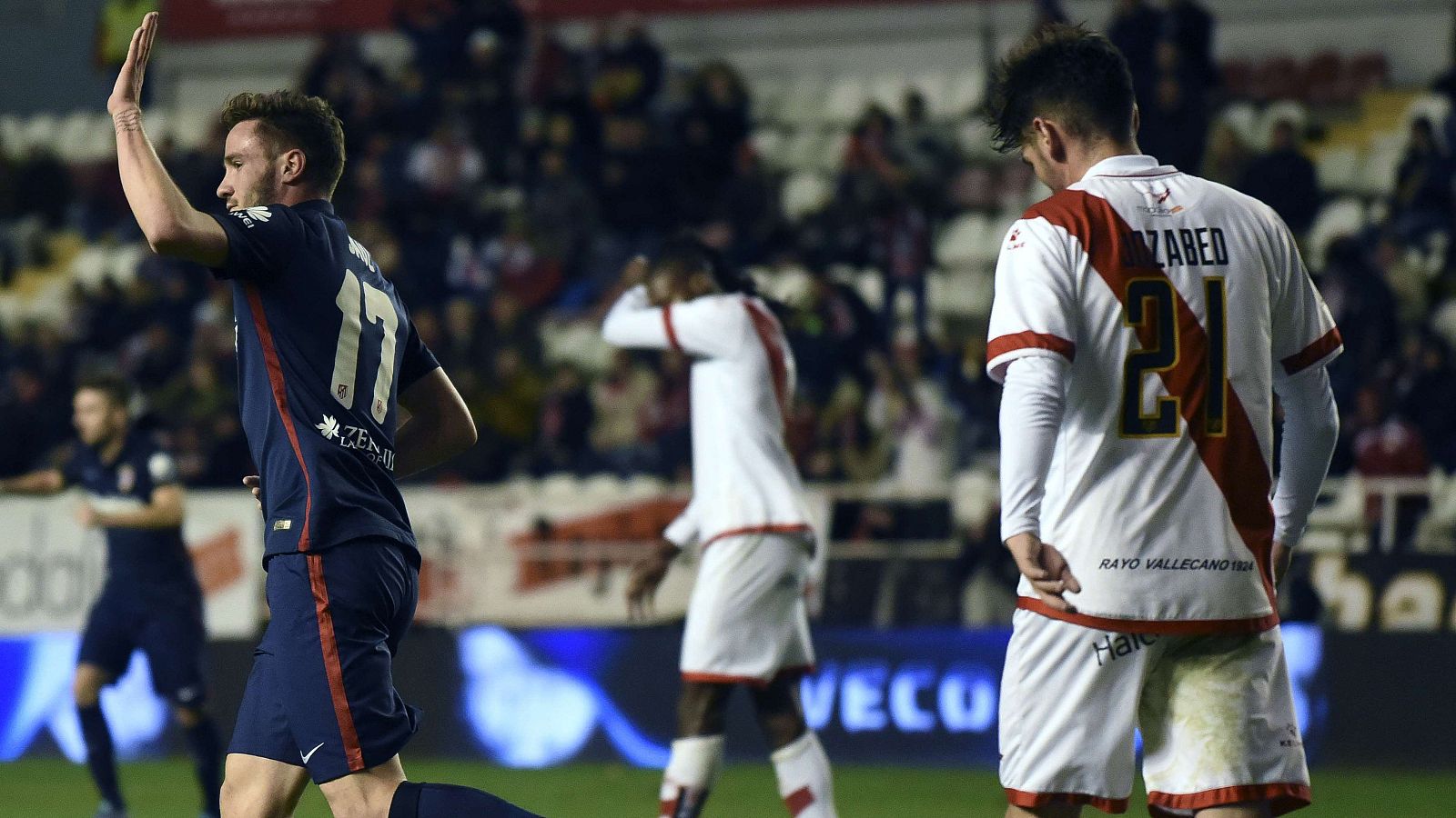 Saúl Ñíguez, después de marcar su gol ante el Rayo