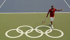 Primer entrenamiento de Federer en Pekín
