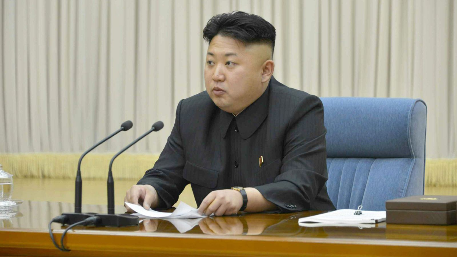El líder norcoreano, Kim Jong-un, durante un mitin de su partido en Pyonyang