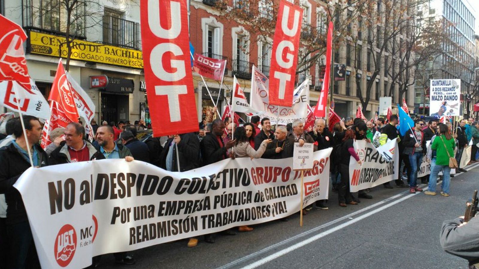 Manifestación de los trabajadores de Tragsa frente a la sede del PP en Madrid