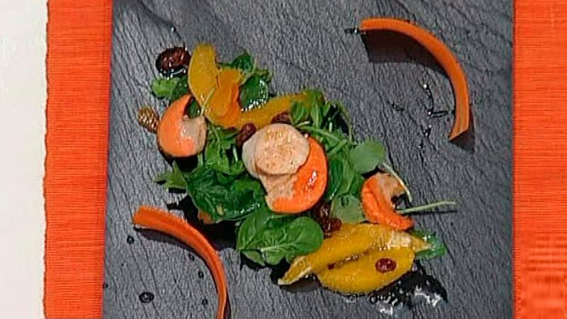 Receta de Ensalada de vieiras con vinagreta al cava