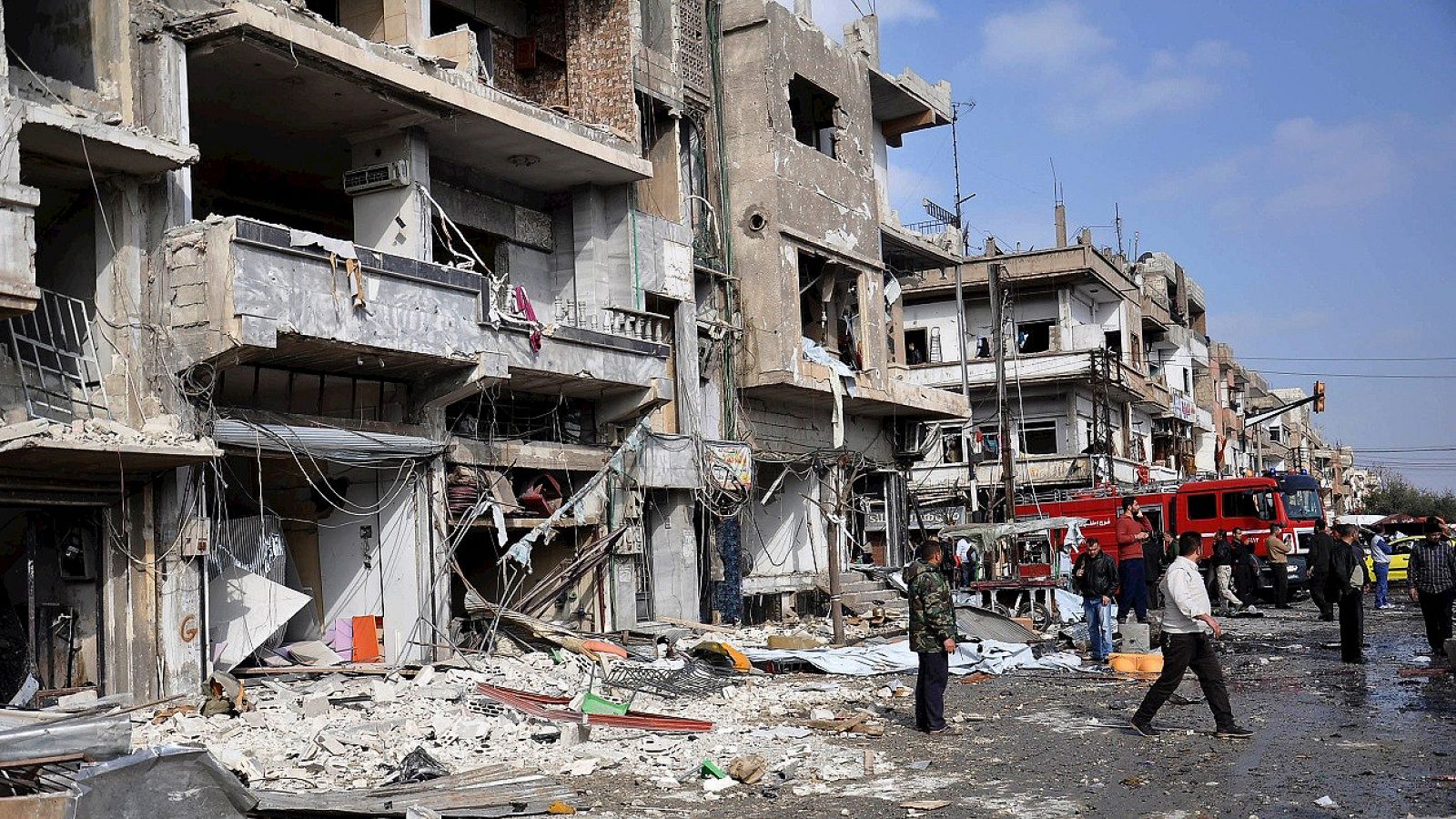 Lugar del atentado en el barrio chií de Al Zahra, en Homs, Siria