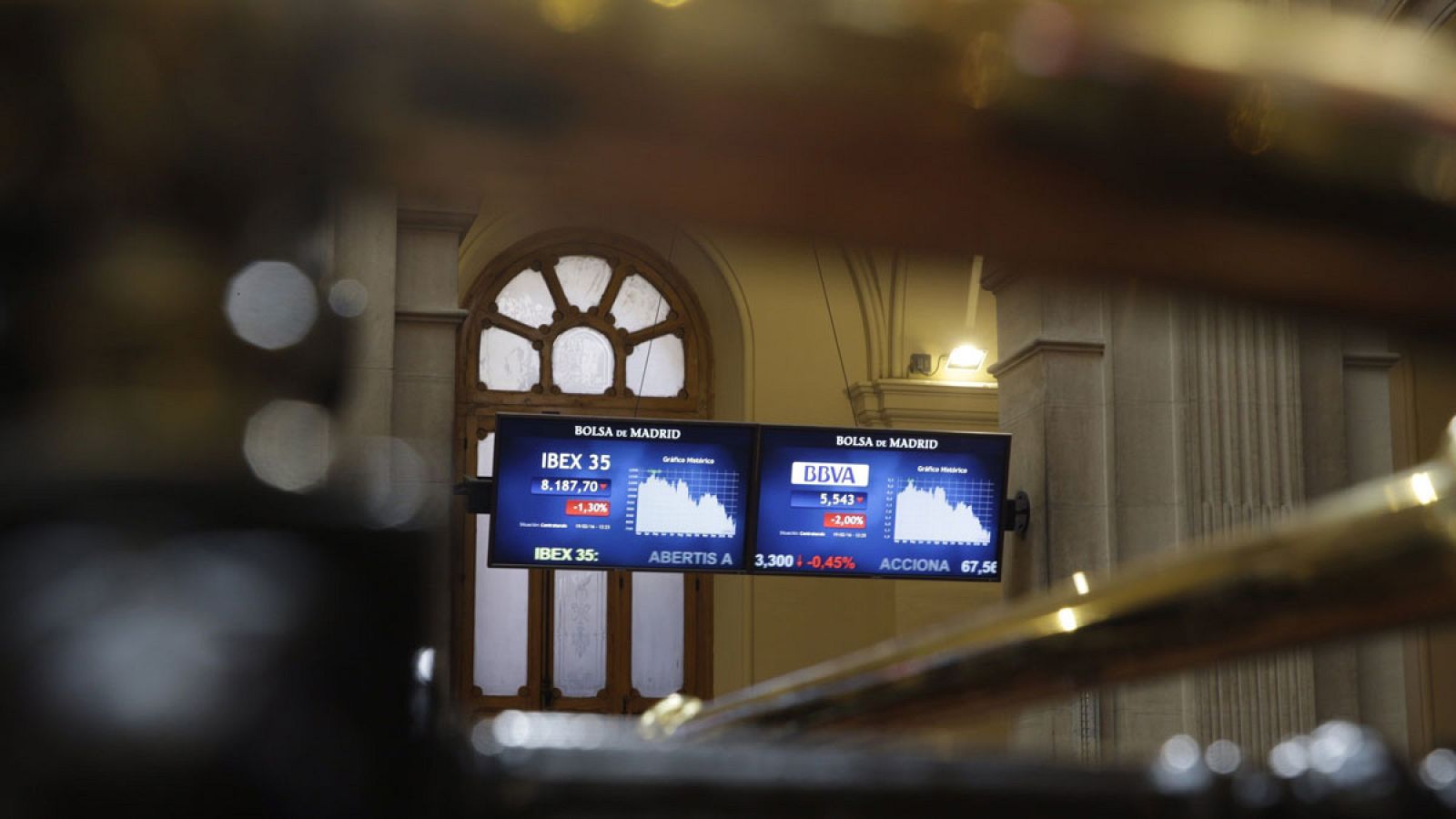 Panel informativo de la Bolsa de Madrid