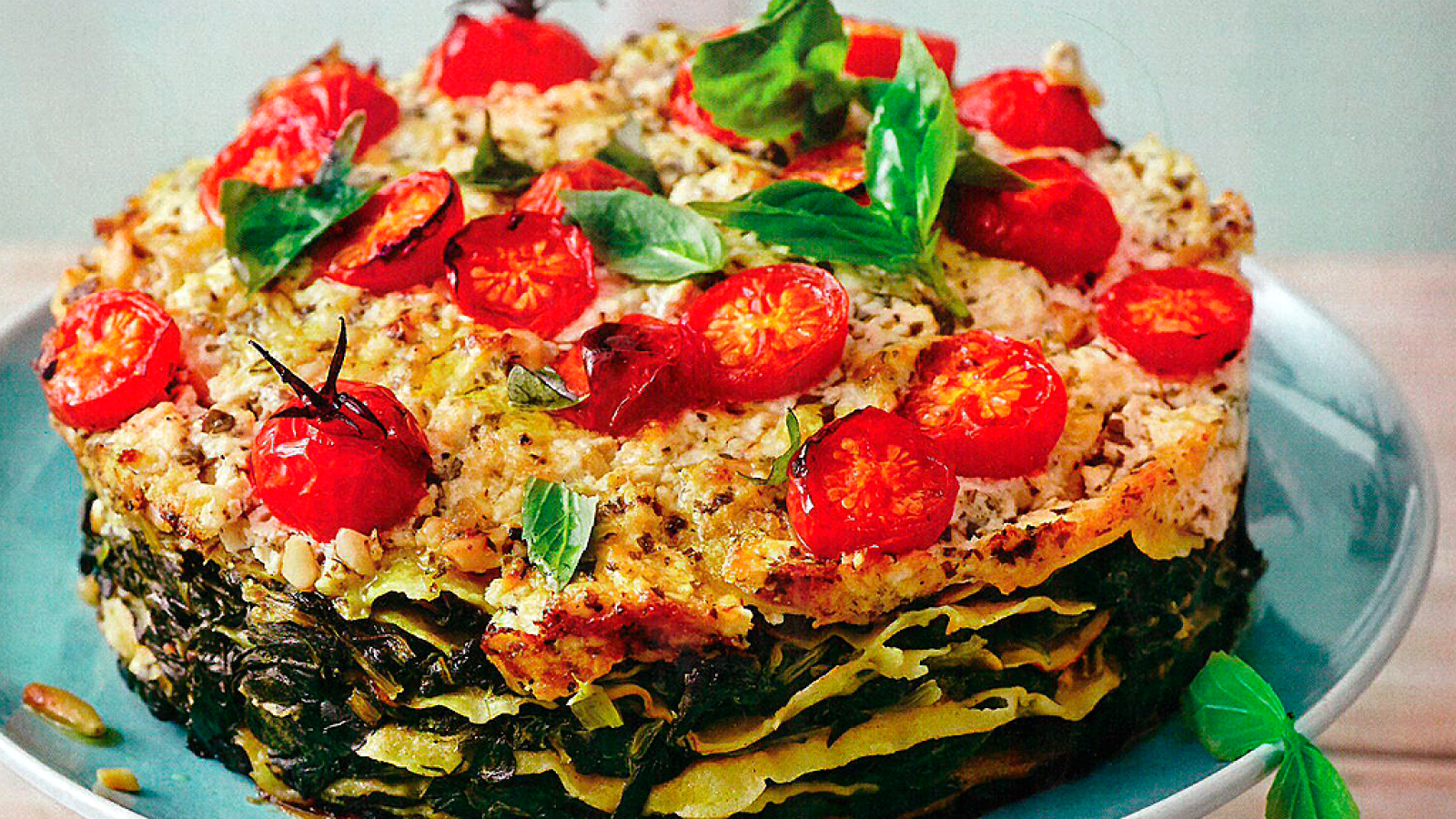 Tarta de crepes y espinacas