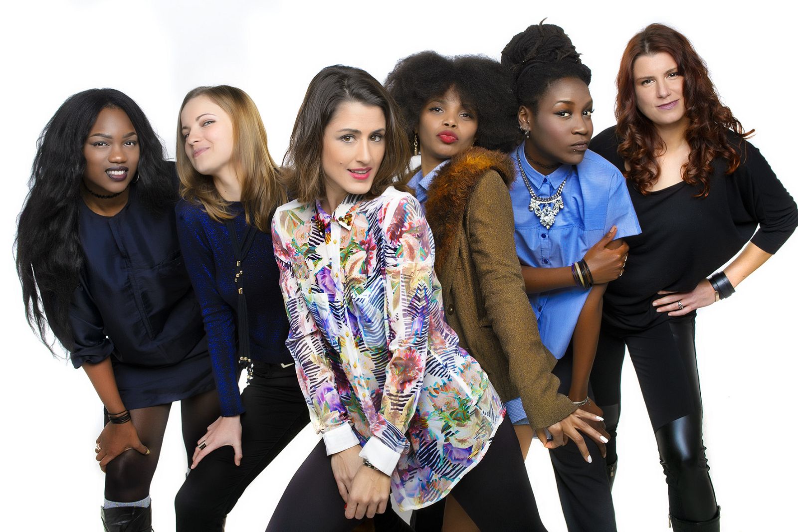 De izq. a der.: Awinnie Mybaby, Milena Brody, Barei, Brequette, Alana Sinkëy y Rebeca Rods.